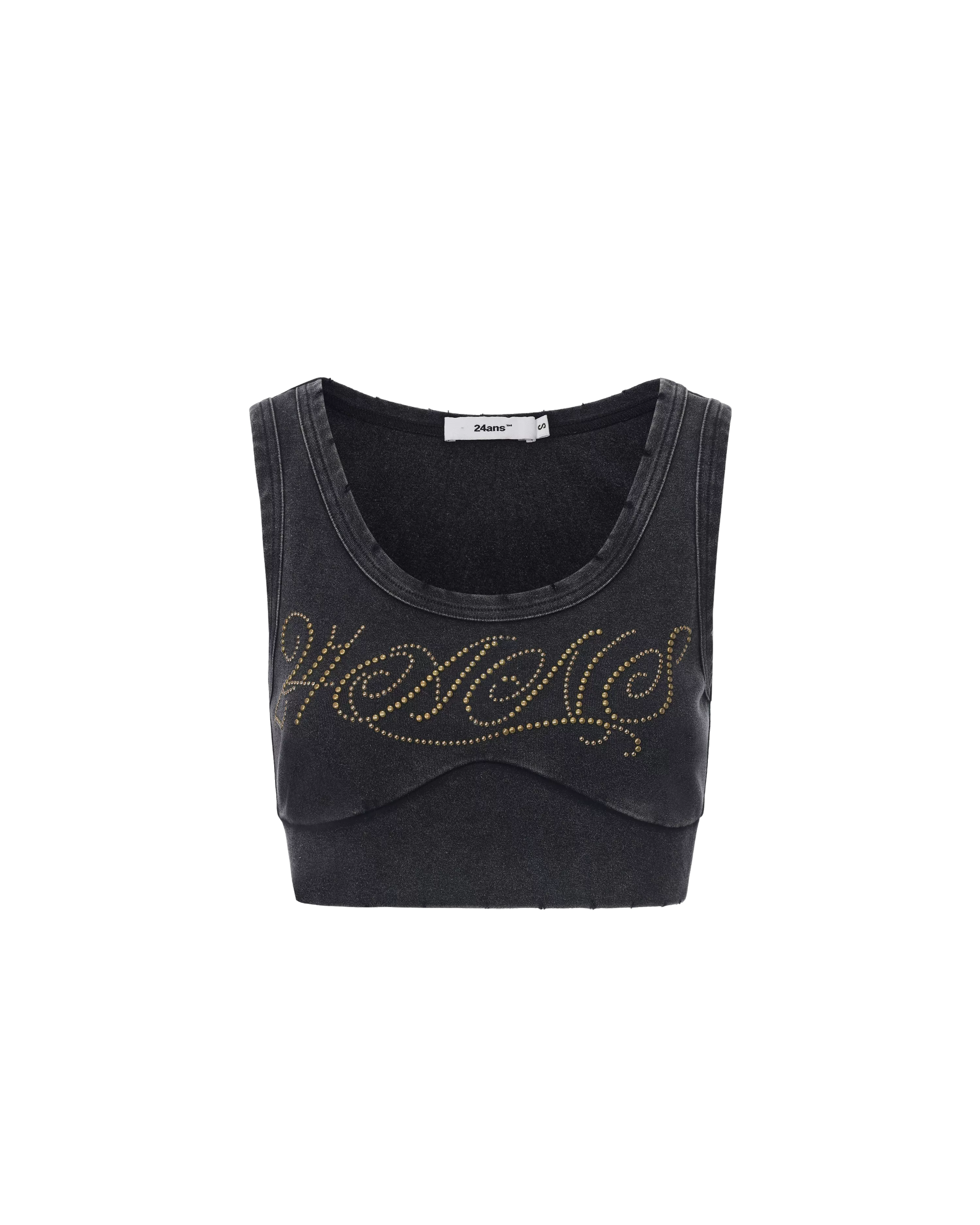 Washed Rhinestone Distressed Tank Top