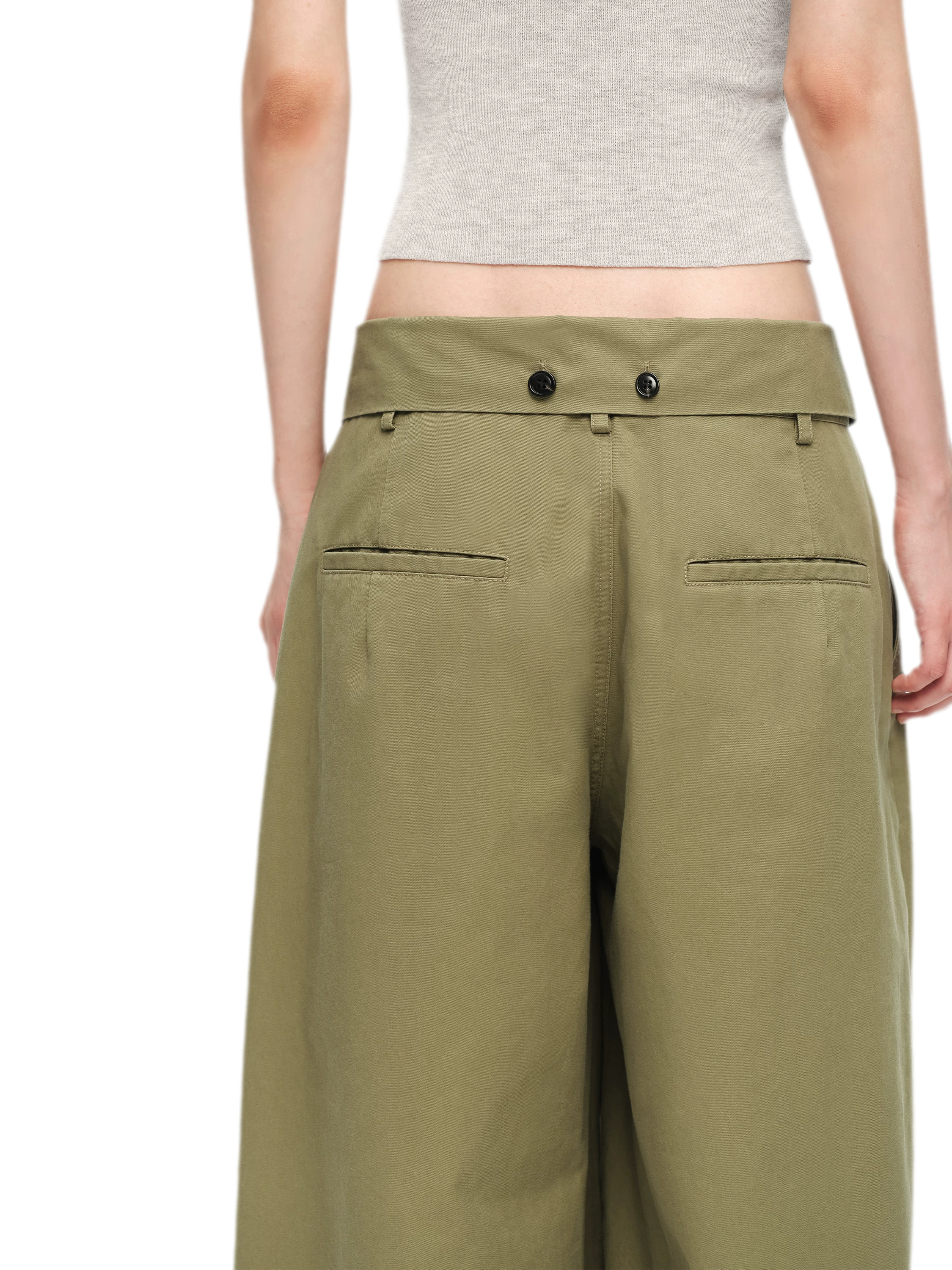 Washed Cross-Waistband Wide-Leg Pants