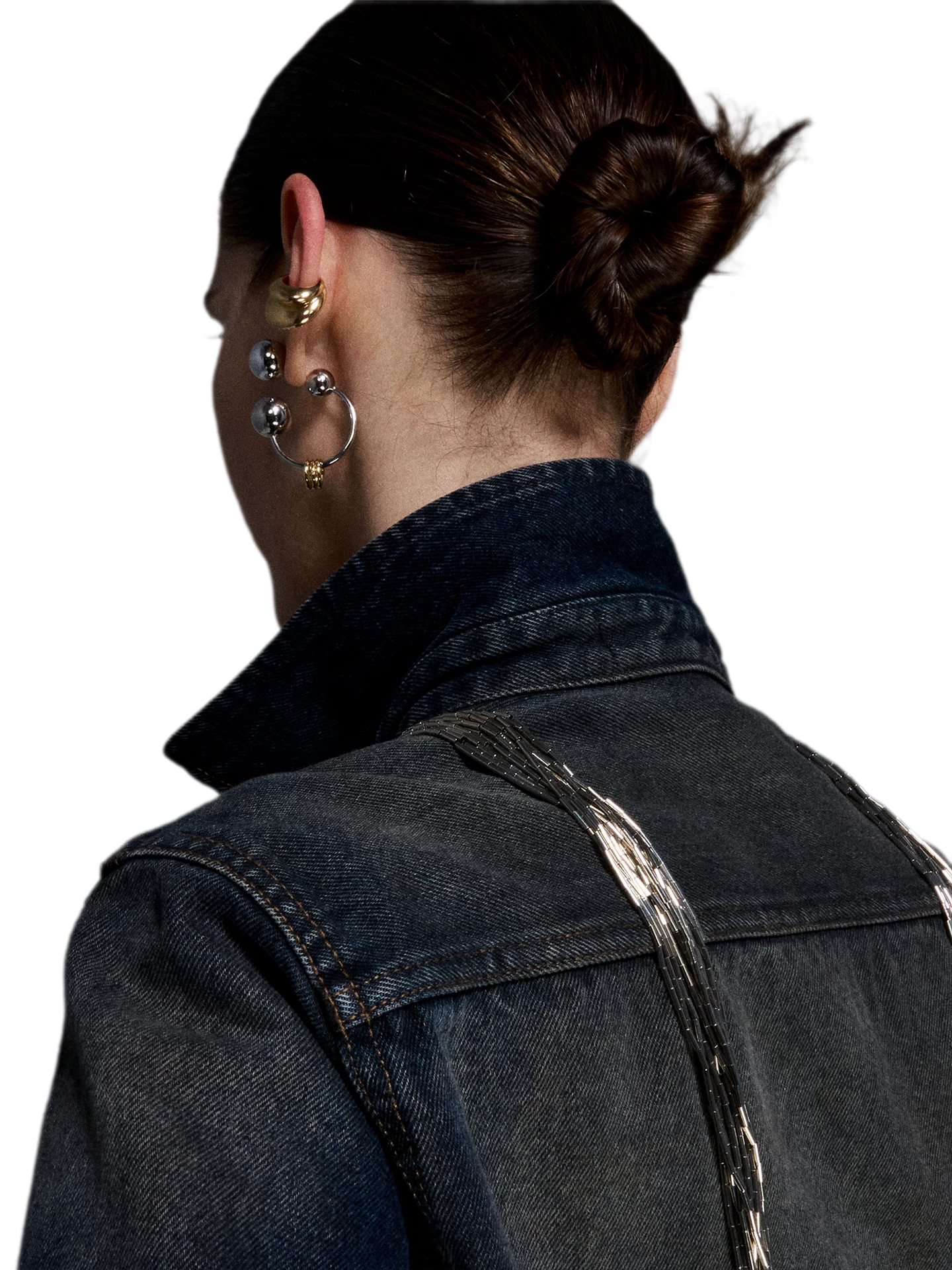 Reconstructed Series Gold and Silver Ball Earrings