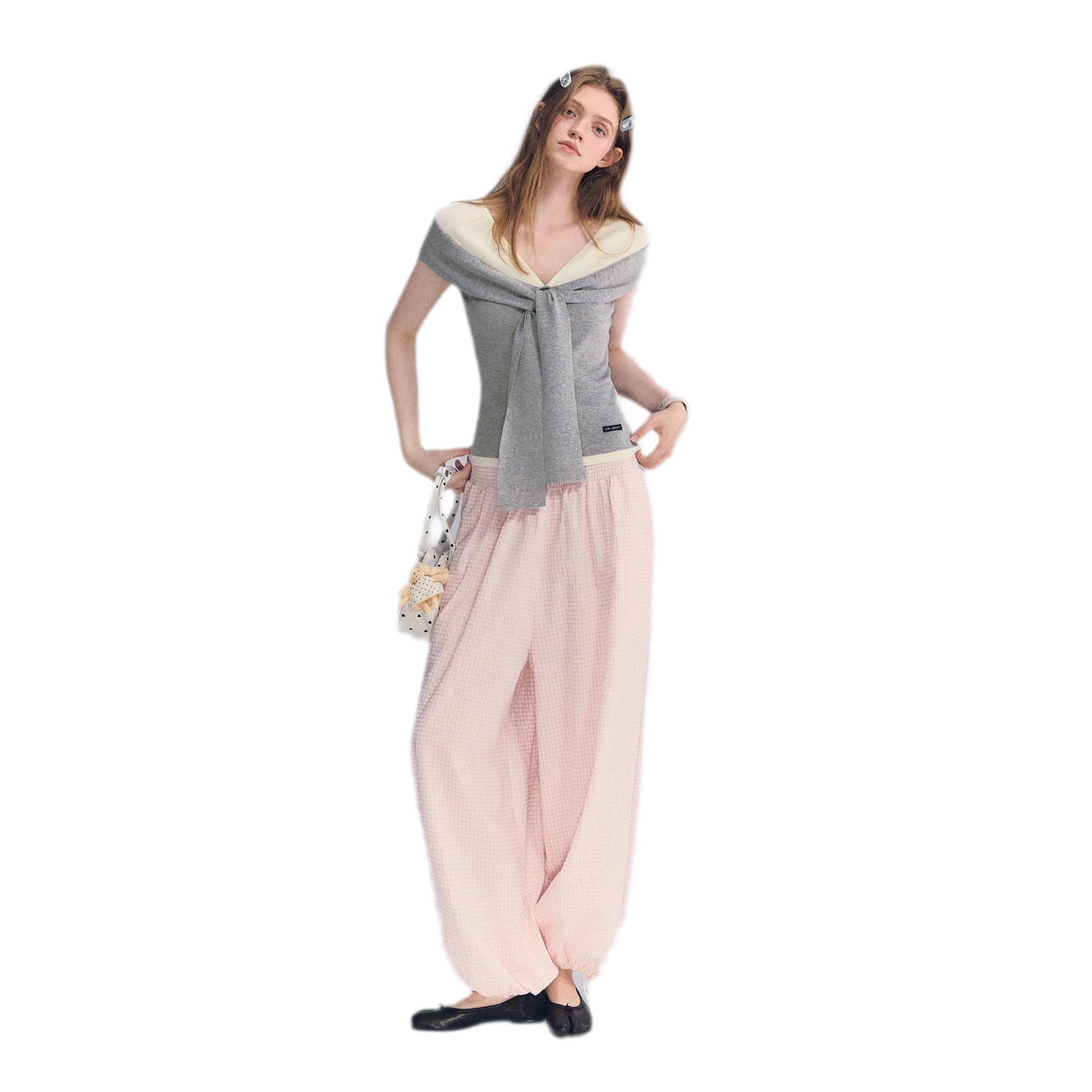 Colorblock Off-Shoulder Tee