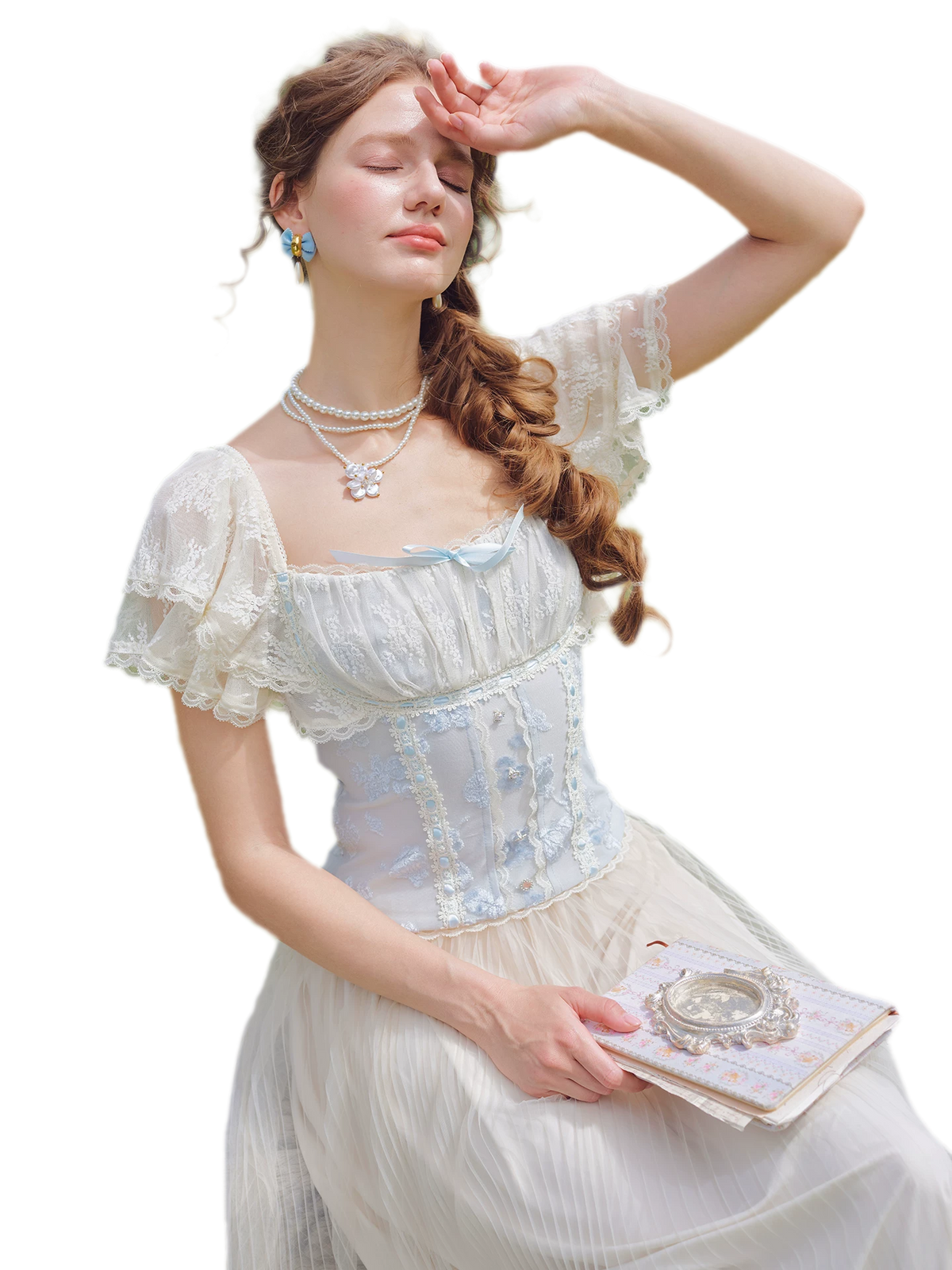 Lace Ruffle Fitted Top