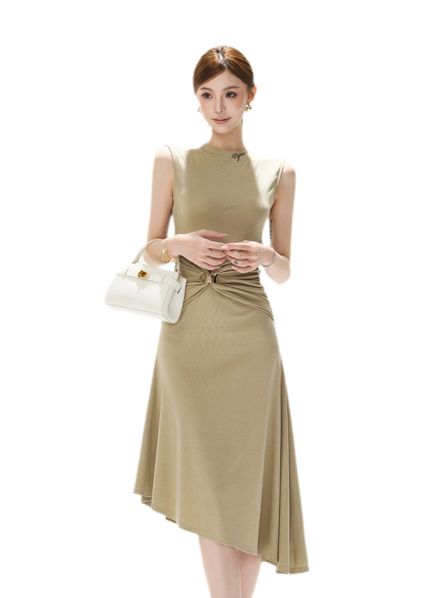 Twist Waist Asymmetric Dress