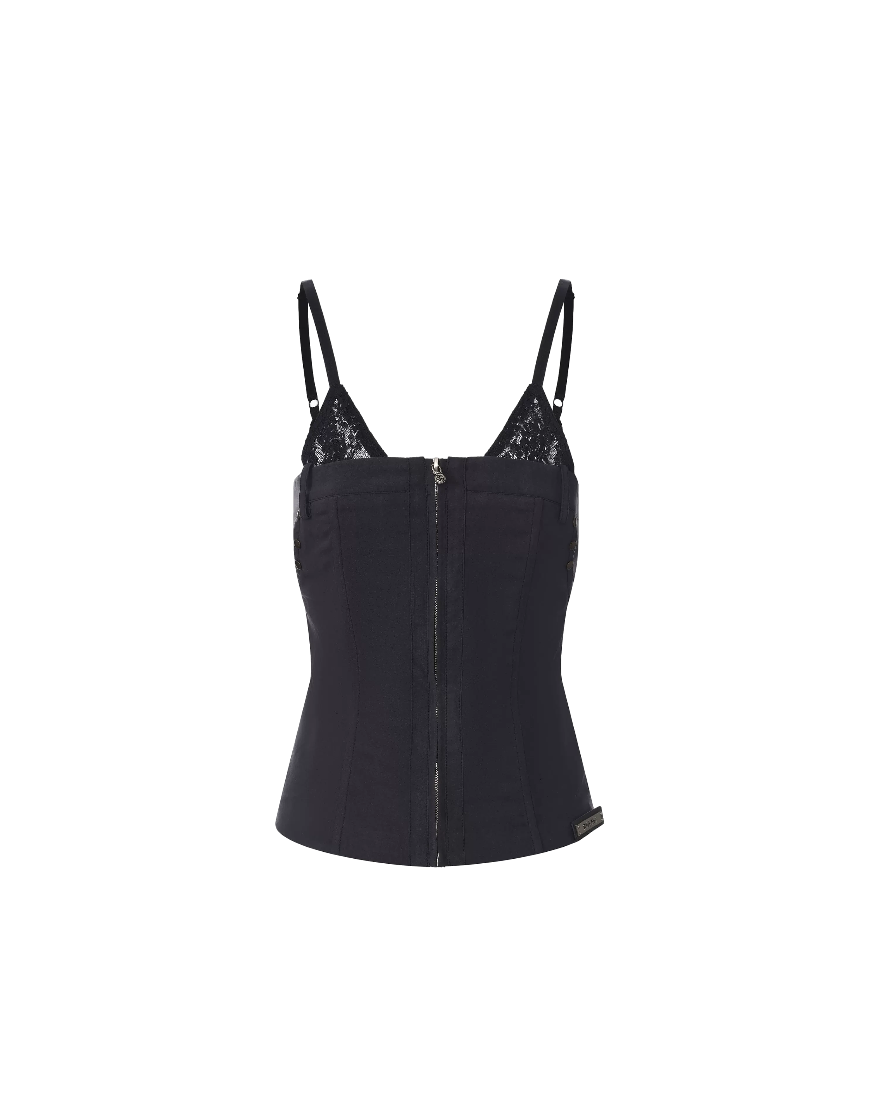 Lace Spliced Waist-Cinched Camisole