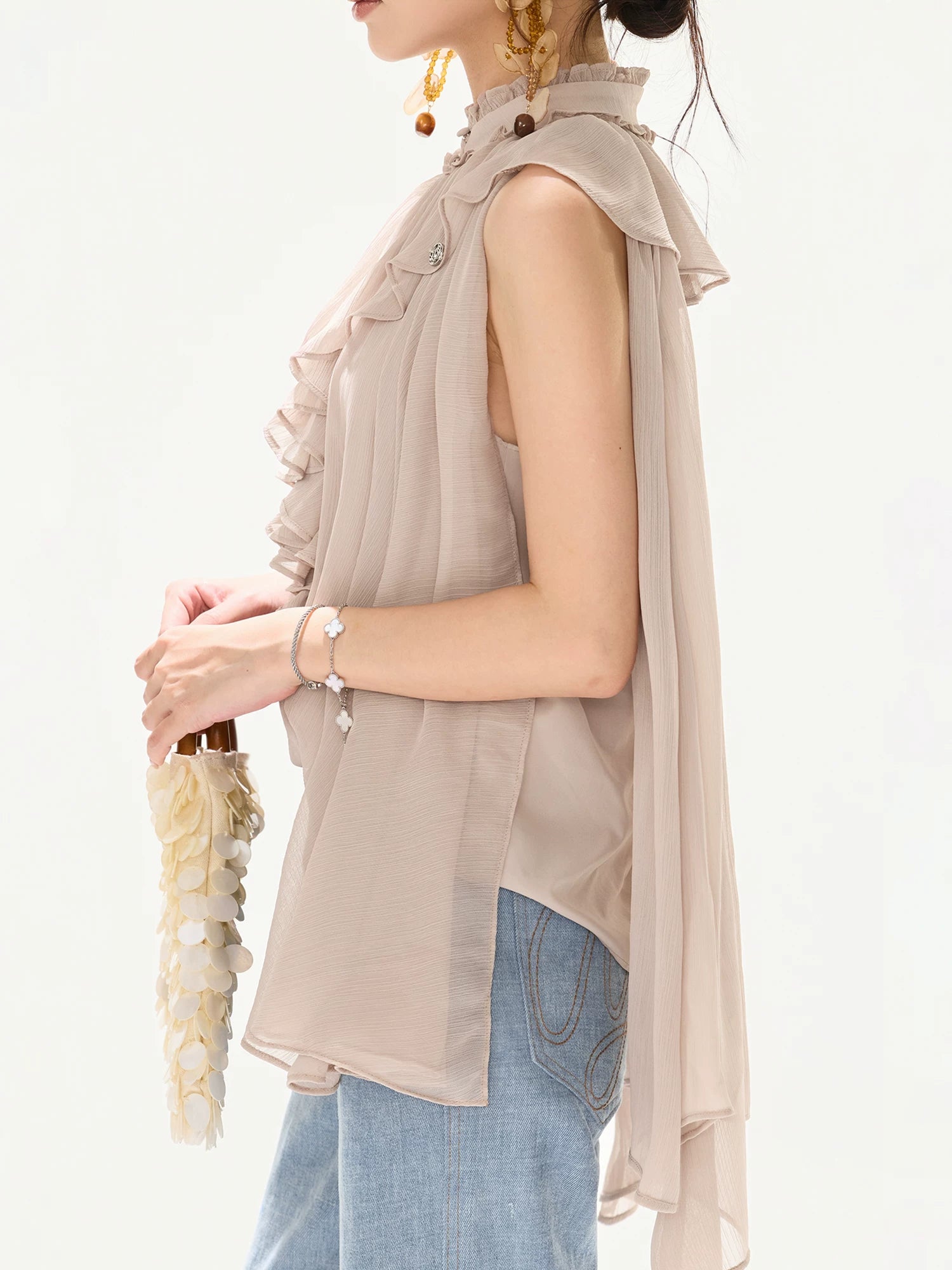 Ruffled Chiffon A-Line Top
