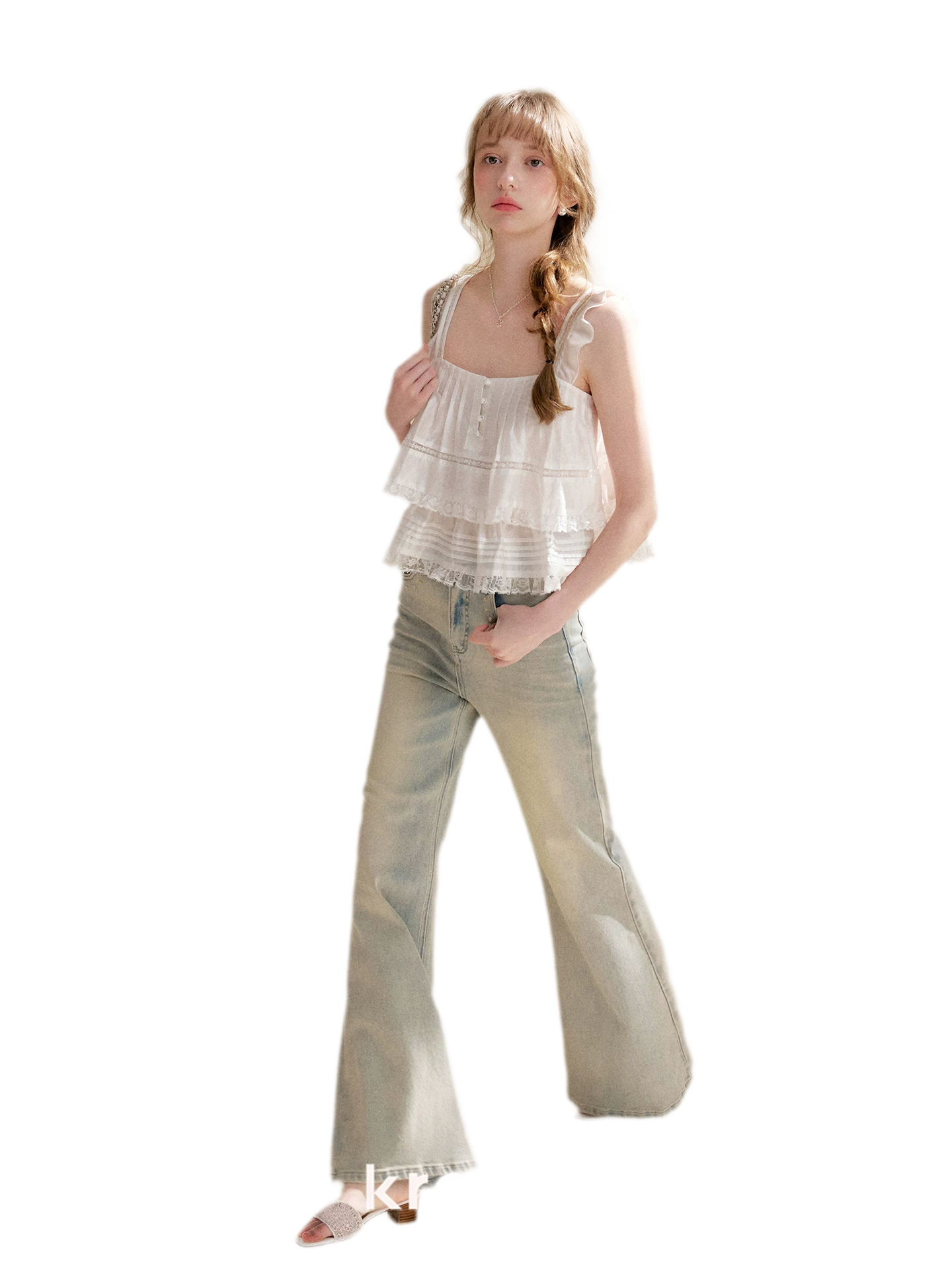Five-Petal Sequin Flare Jeans