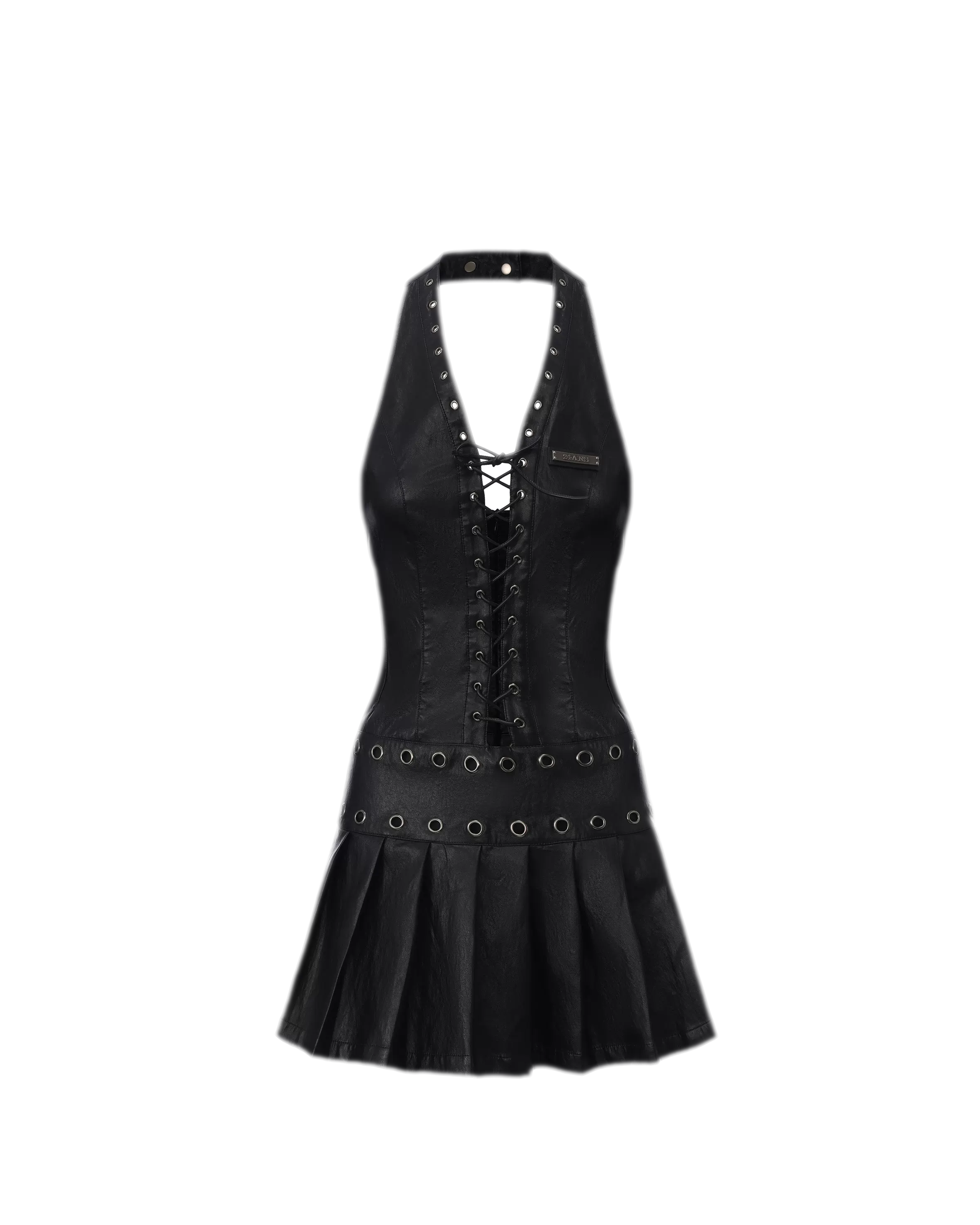 24ANS Leather Halter Mini Dress – Mini Dresses