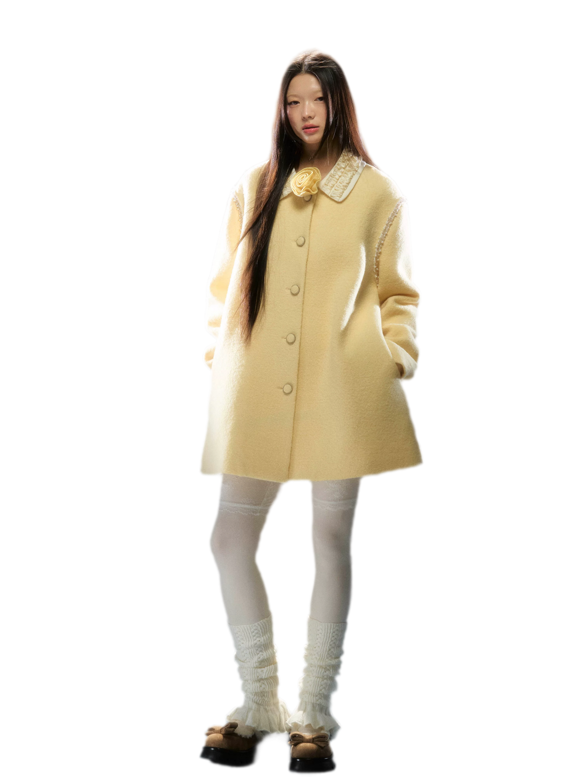 Rose Wool A-Line Coat
