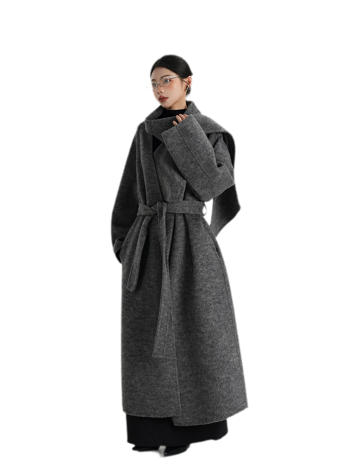 Cashmere Wrap Longline Wool Coat