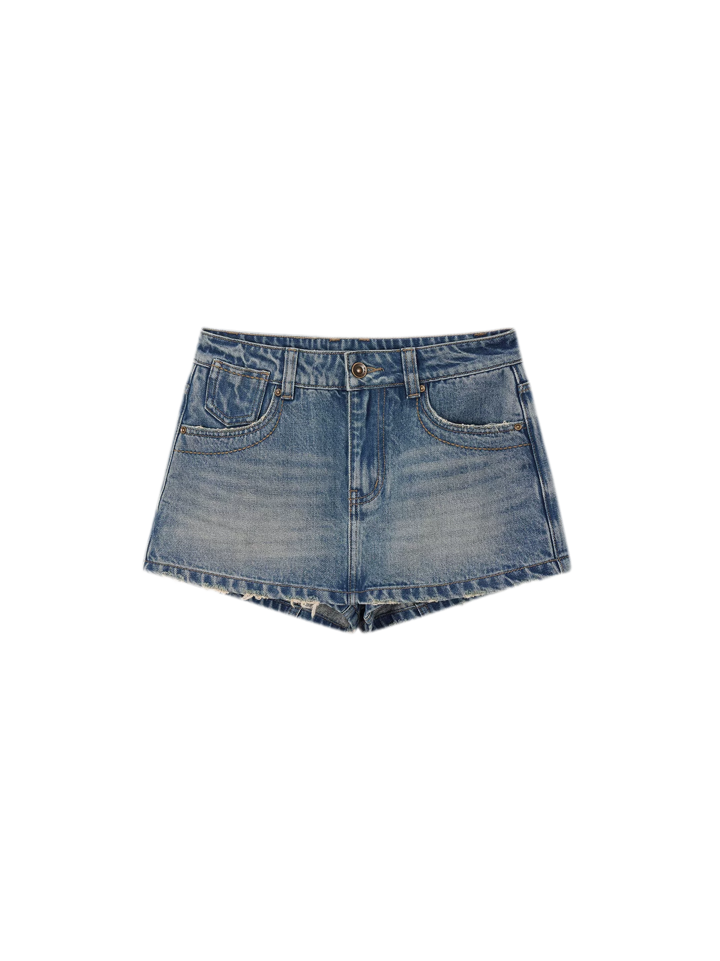 Light Indigo Distressed Denim Skort