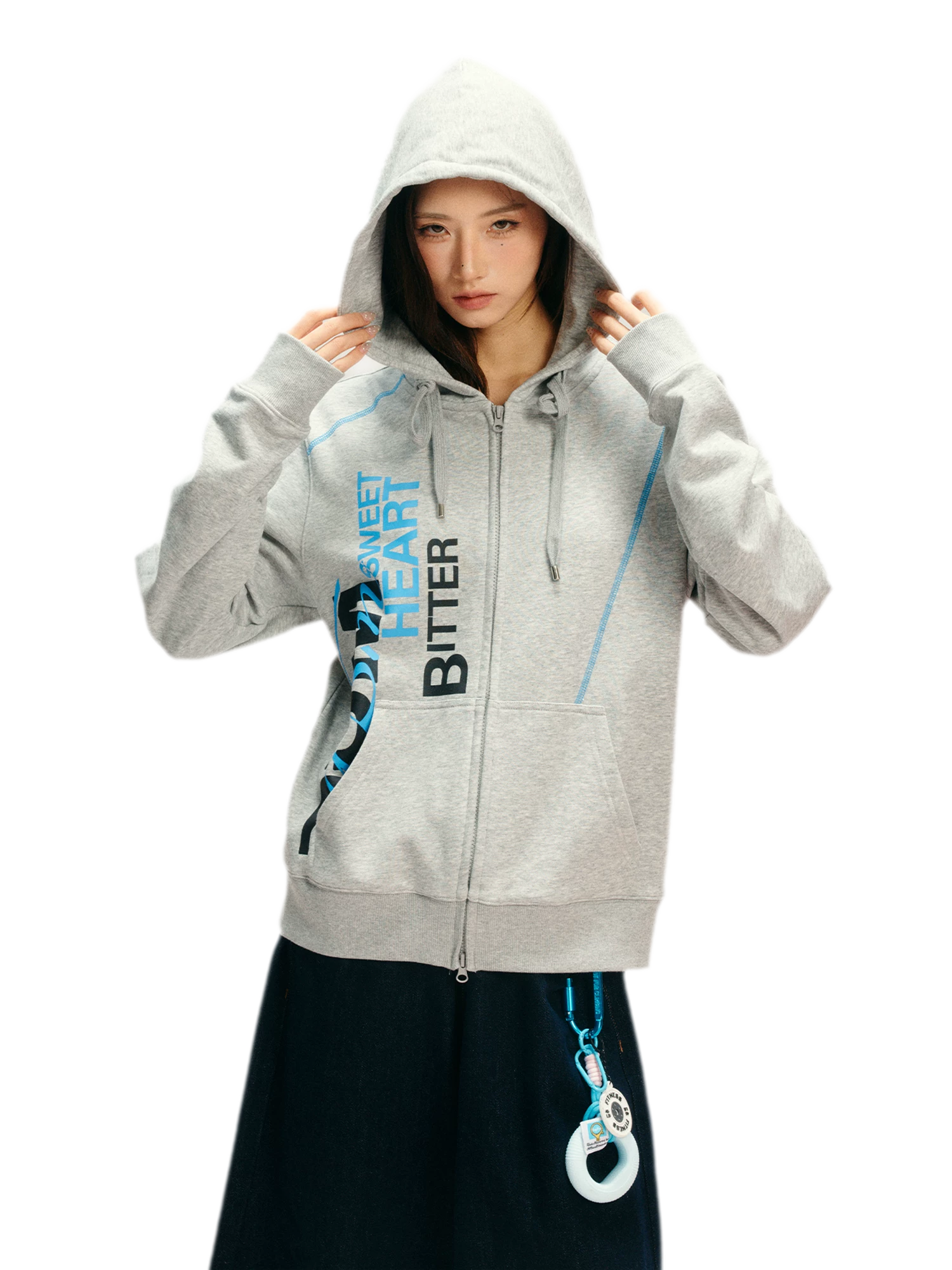 Contrast Stitch Fitted Hooded Sweatshirt