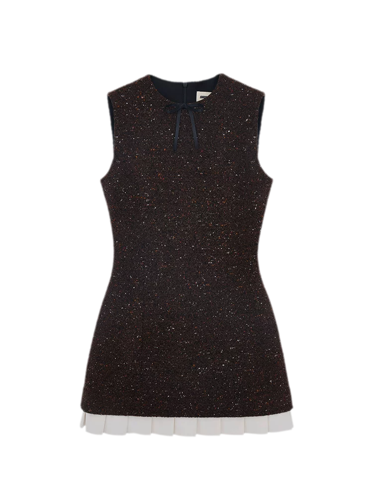 Elegant Pleated Hem Sleeveless Dress