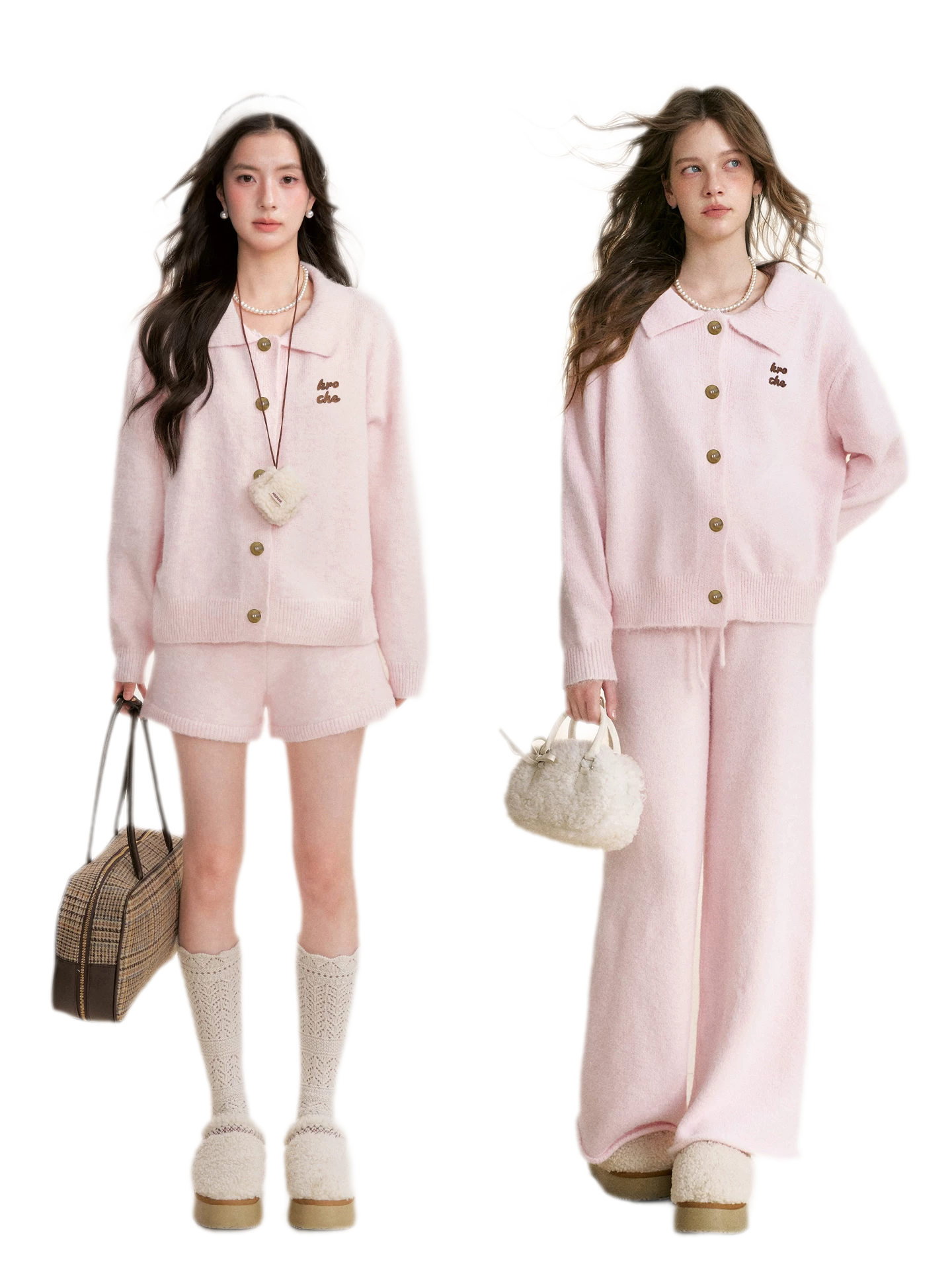 Wool Blend Collared Knit Set