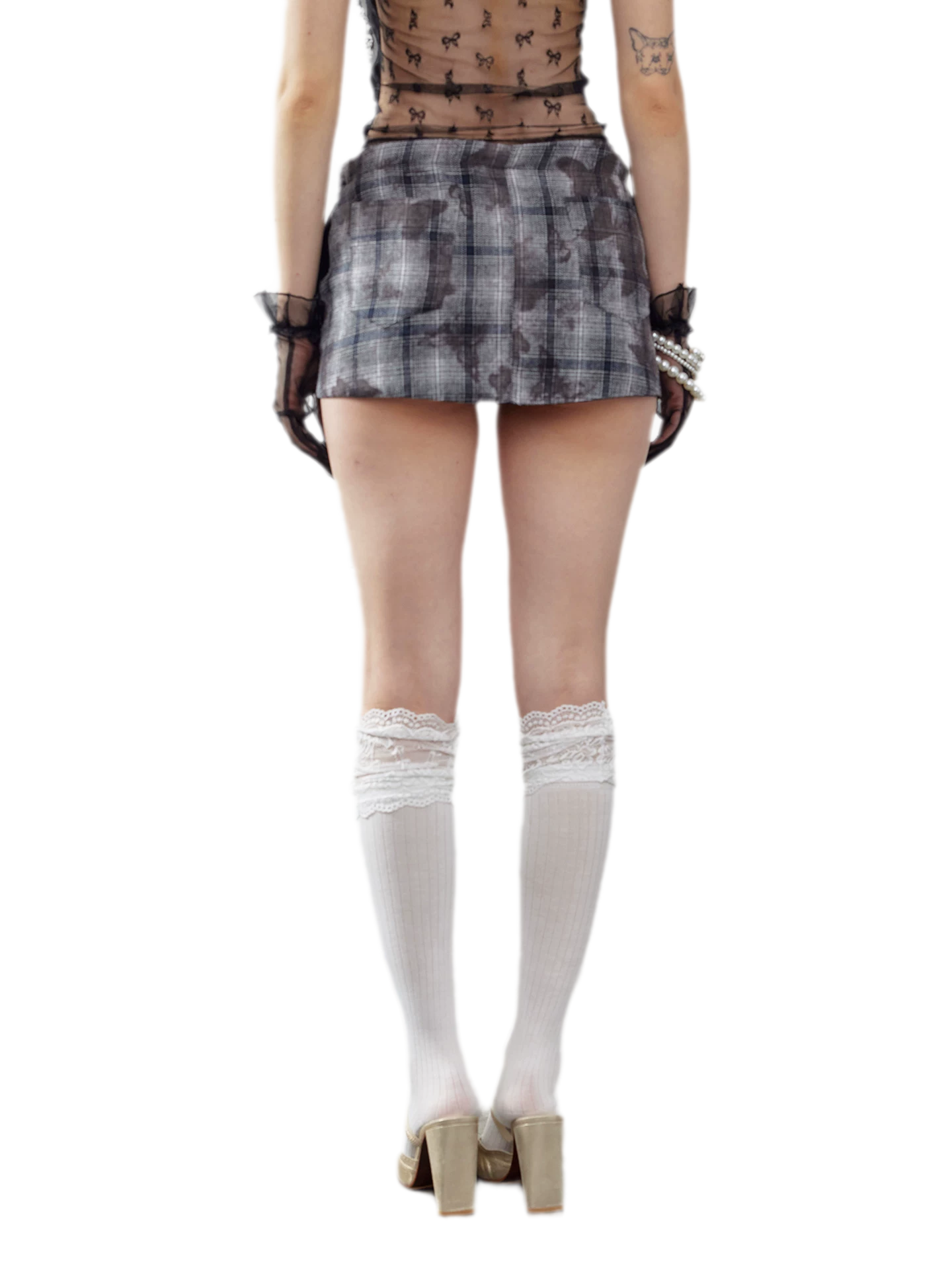 Butterfly Plaid Pleated Culotte Shorts