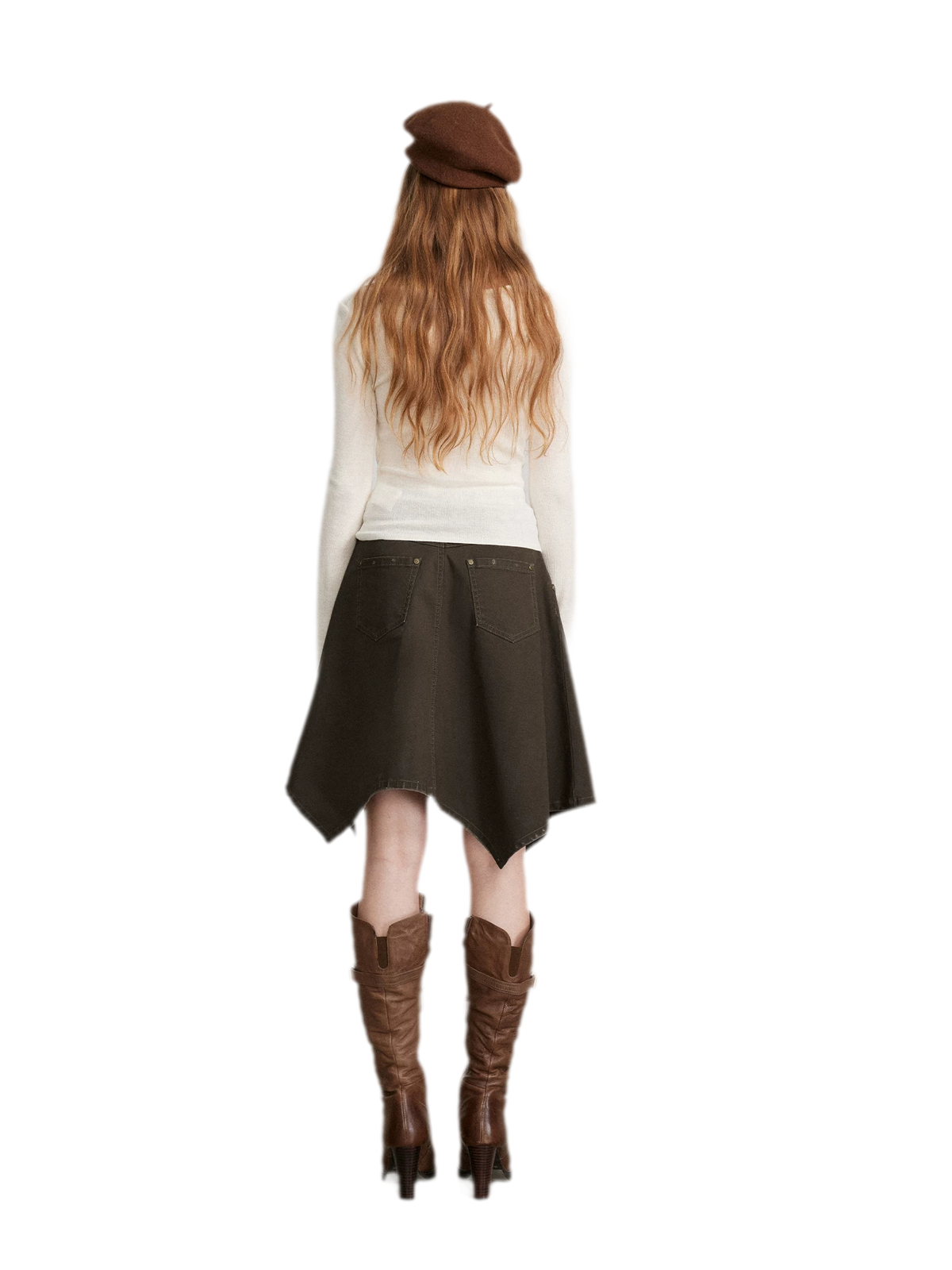 Cotton Utility Asymmetric Midi Skirt