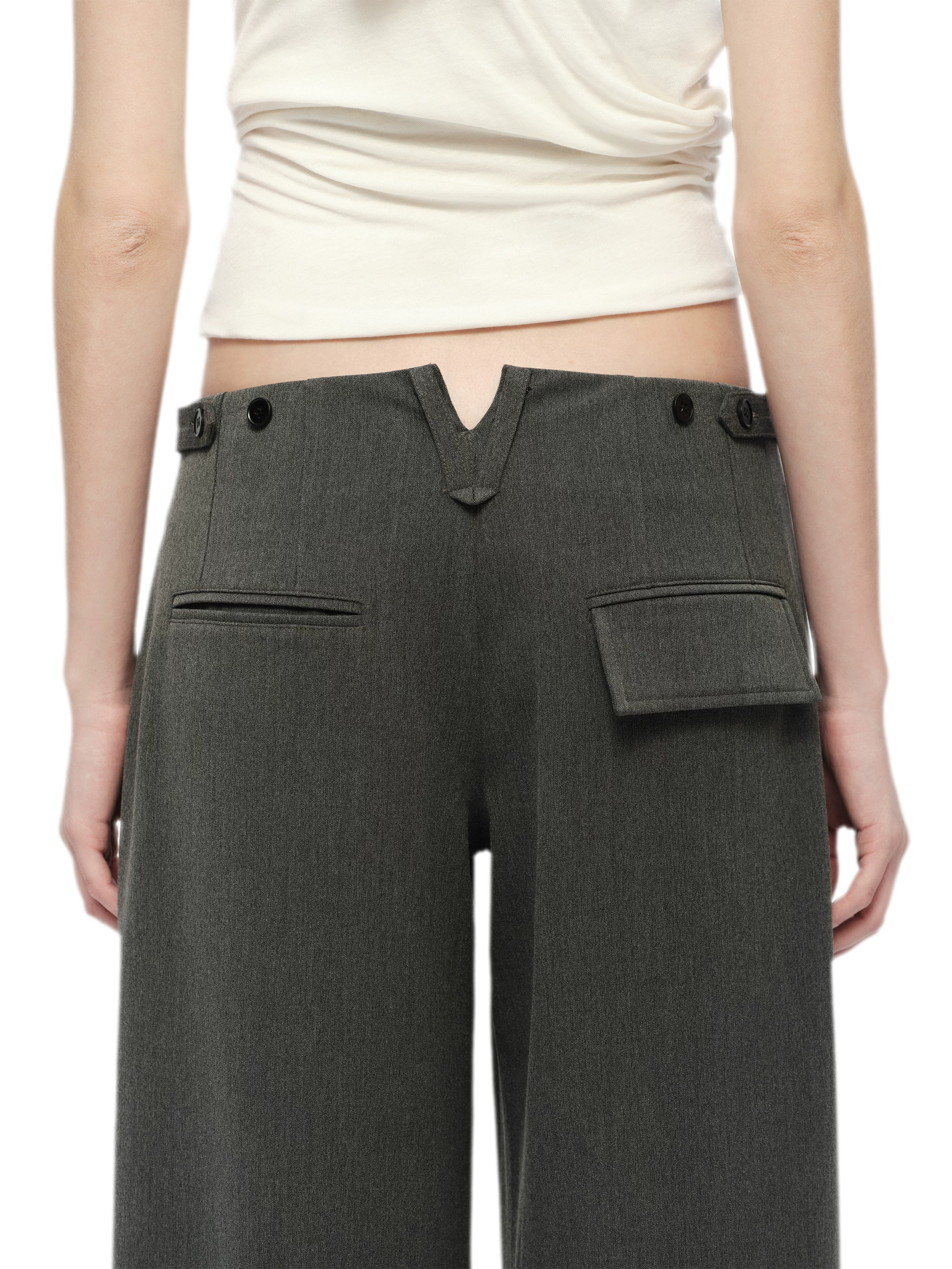 Gray Wide Leg Suit Pants