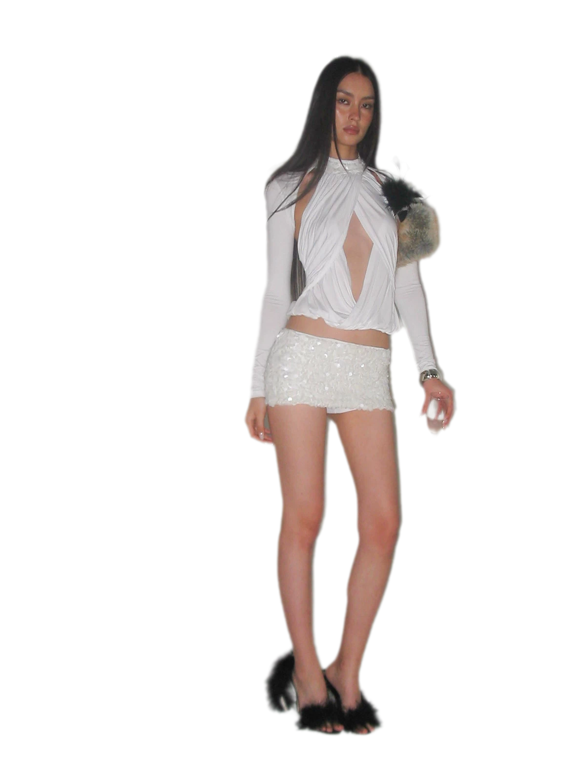Sequin Drape Skirt Set