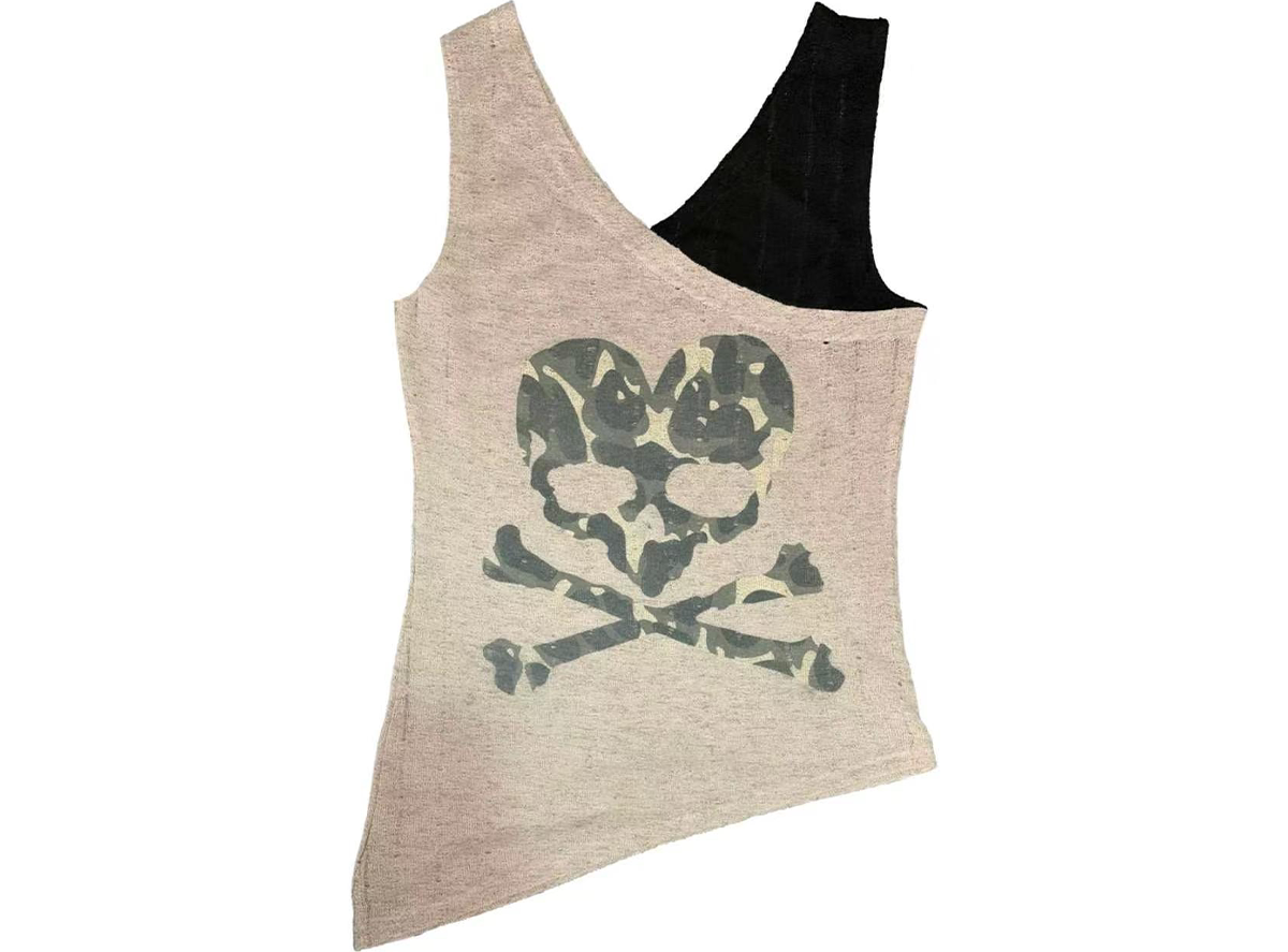 Distressed Skull Graphic Vest
