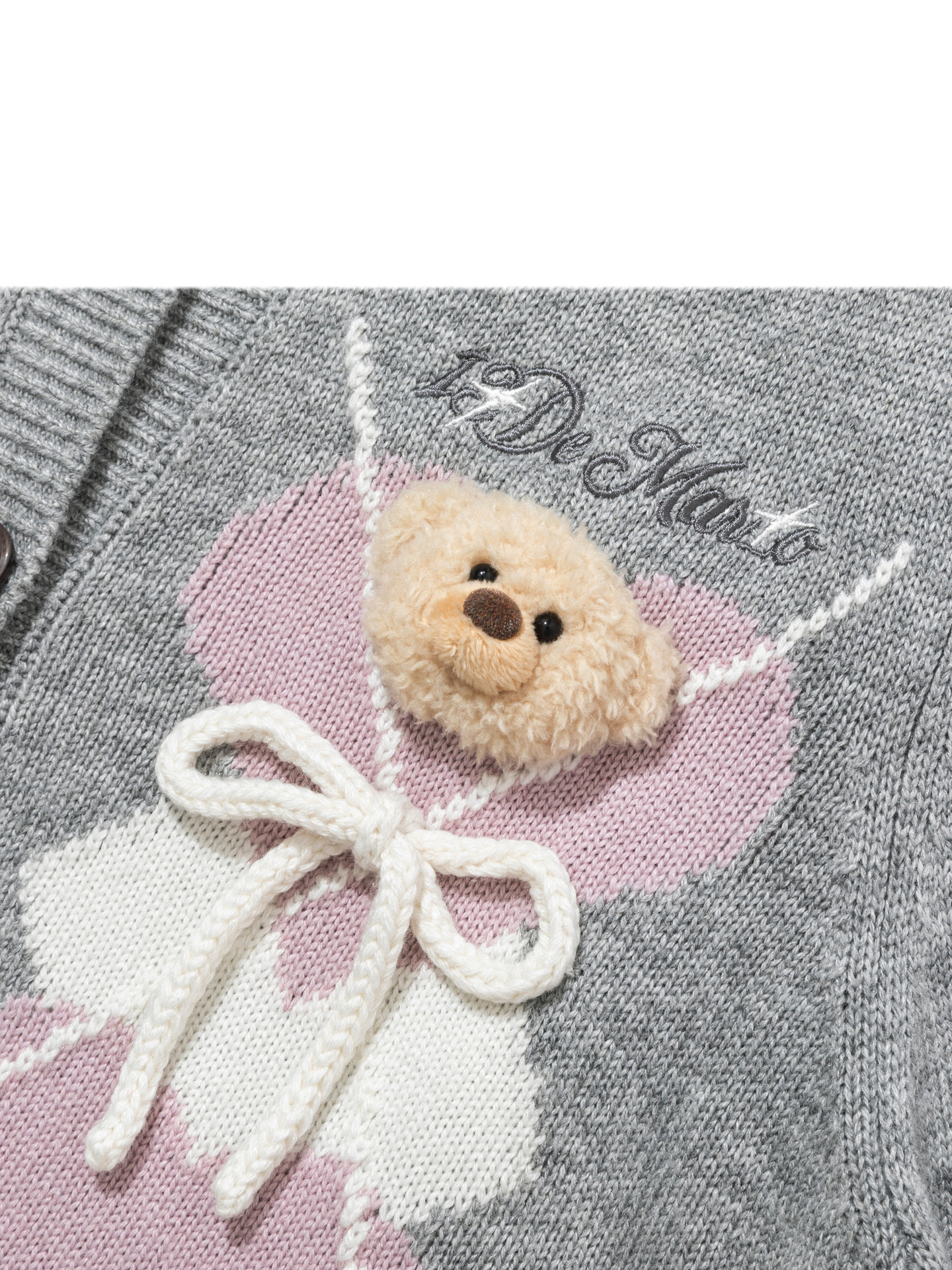 Diamond Knit Bow Cardigan Set