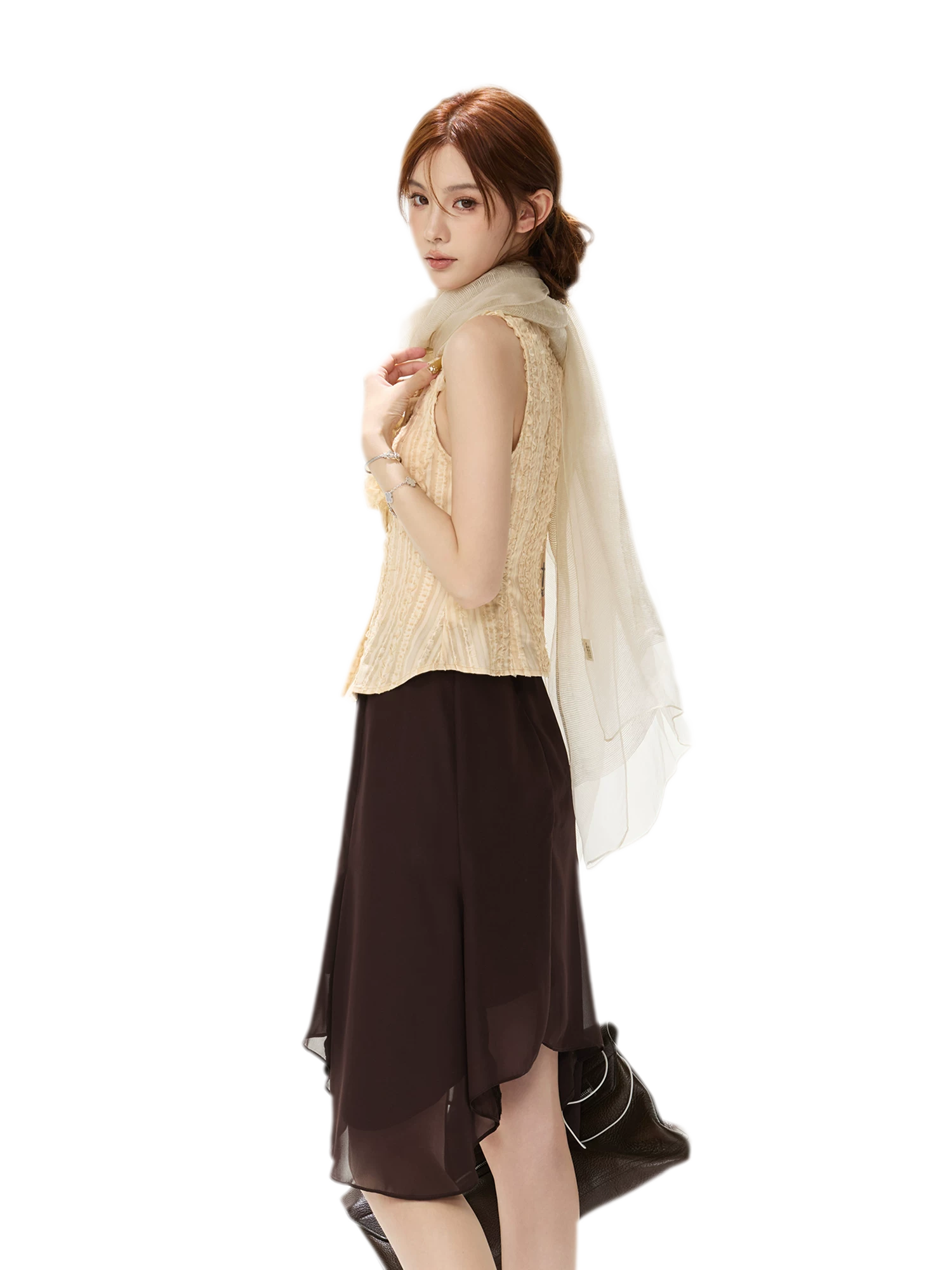 Drapey Asymmetrical Midi Skirt