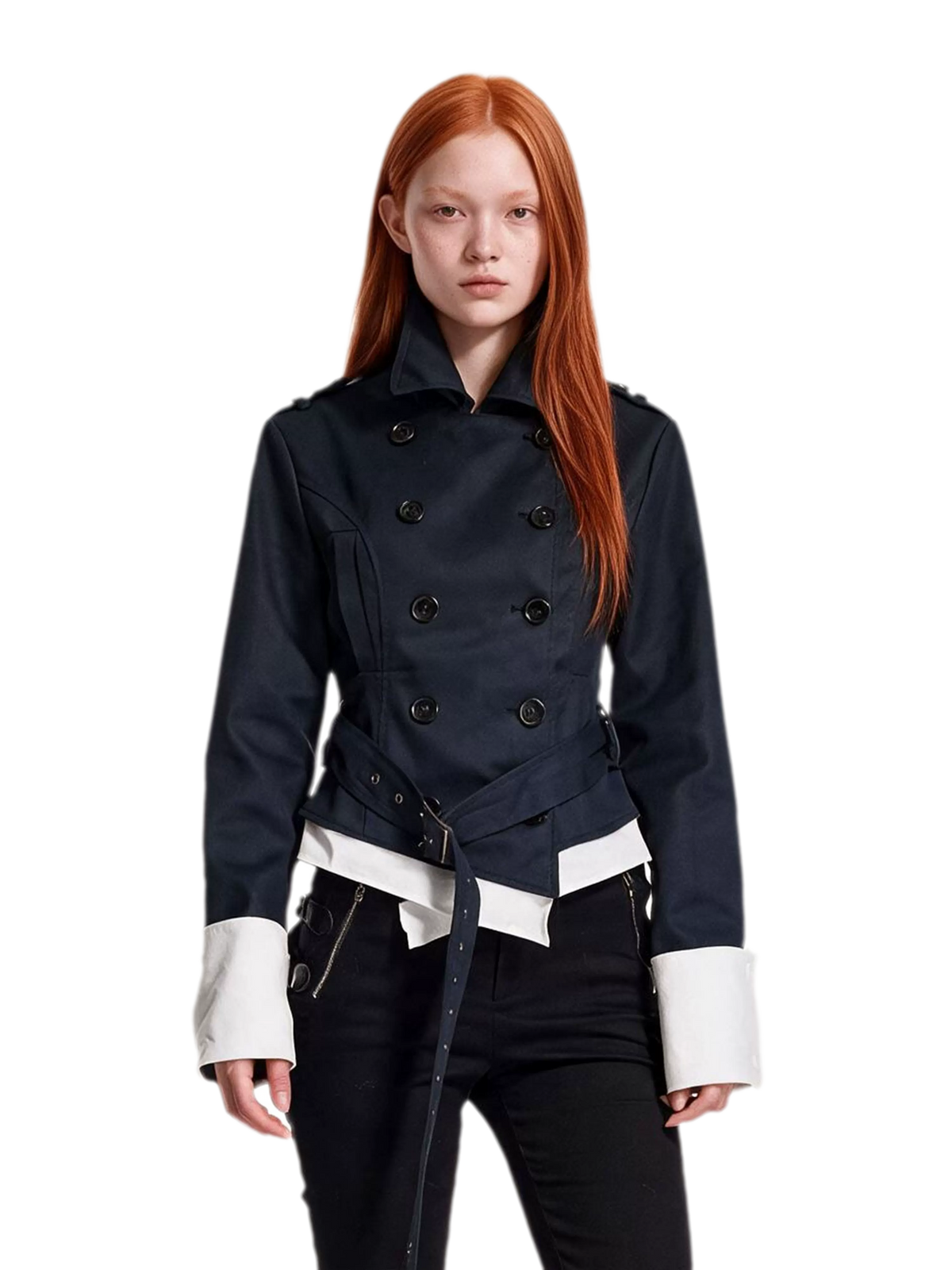 Contrast Cuff Cropped Trench Coat