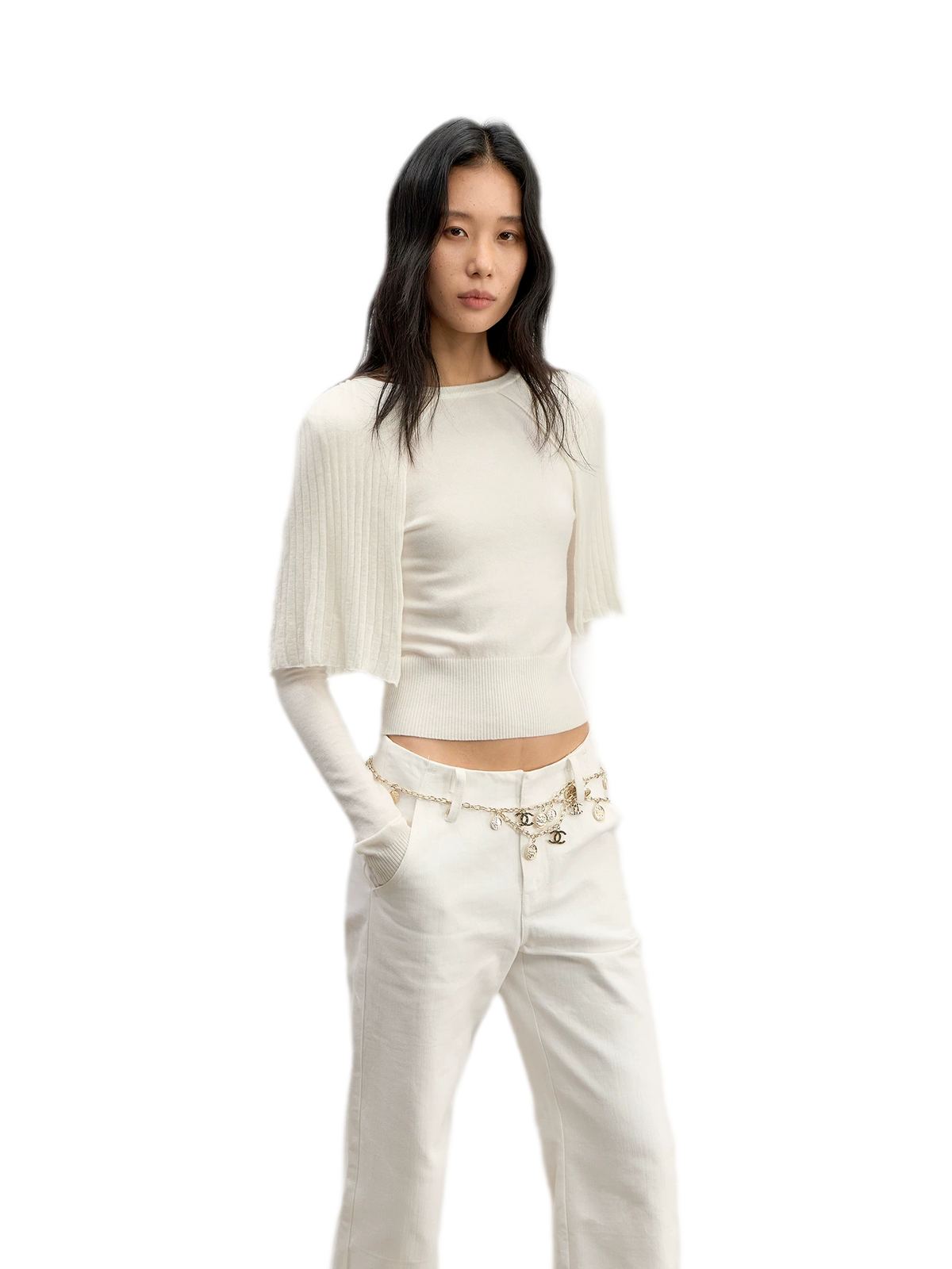 Ribbed Cape Knit Sweater