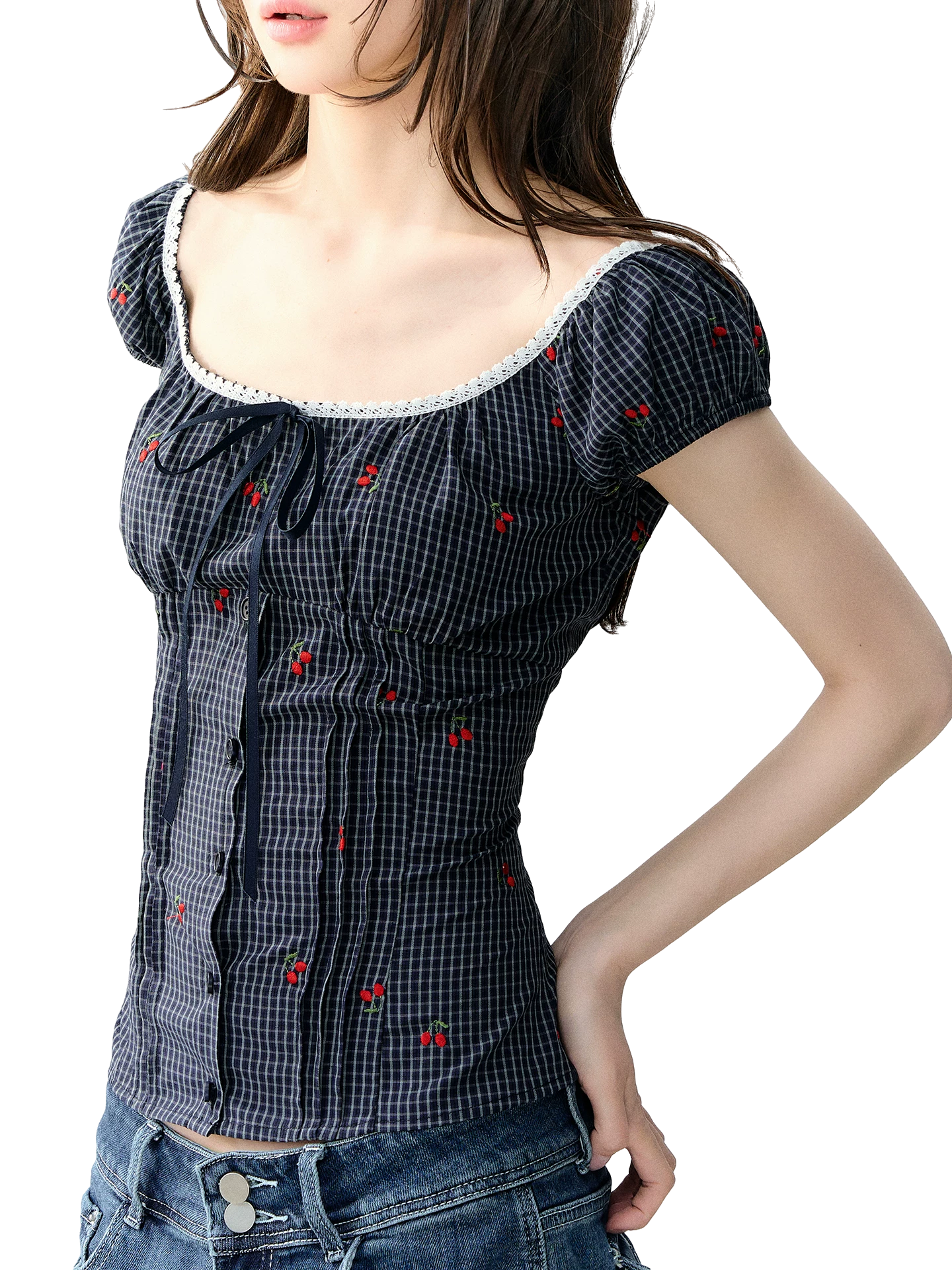 Vintage Bow Tie Waist-Defining Shirt