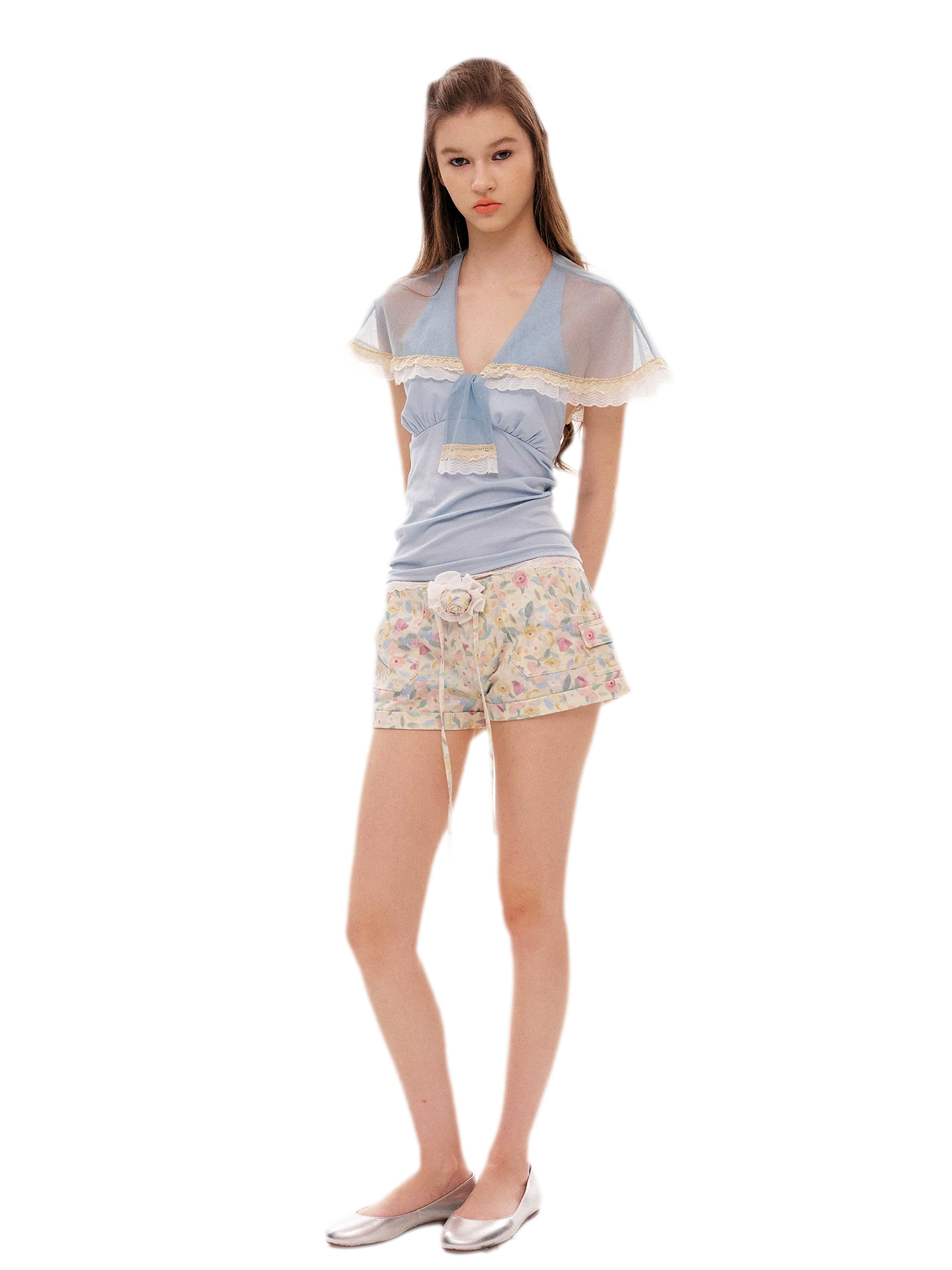 Dotted Mesh Halter Top