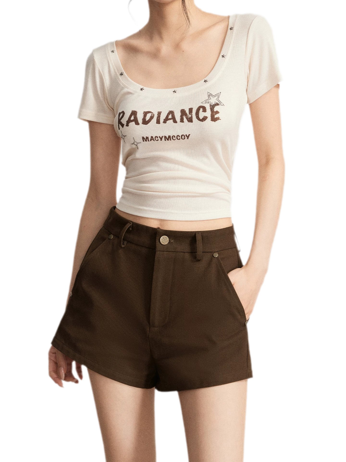 Rhinestone Cotton Summer Shorts