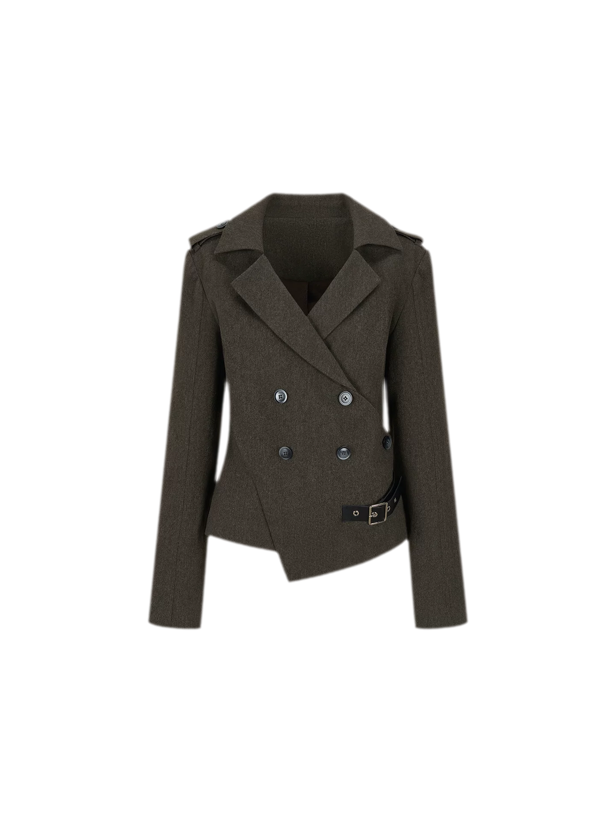Belted Asymmetric Twill Blazer