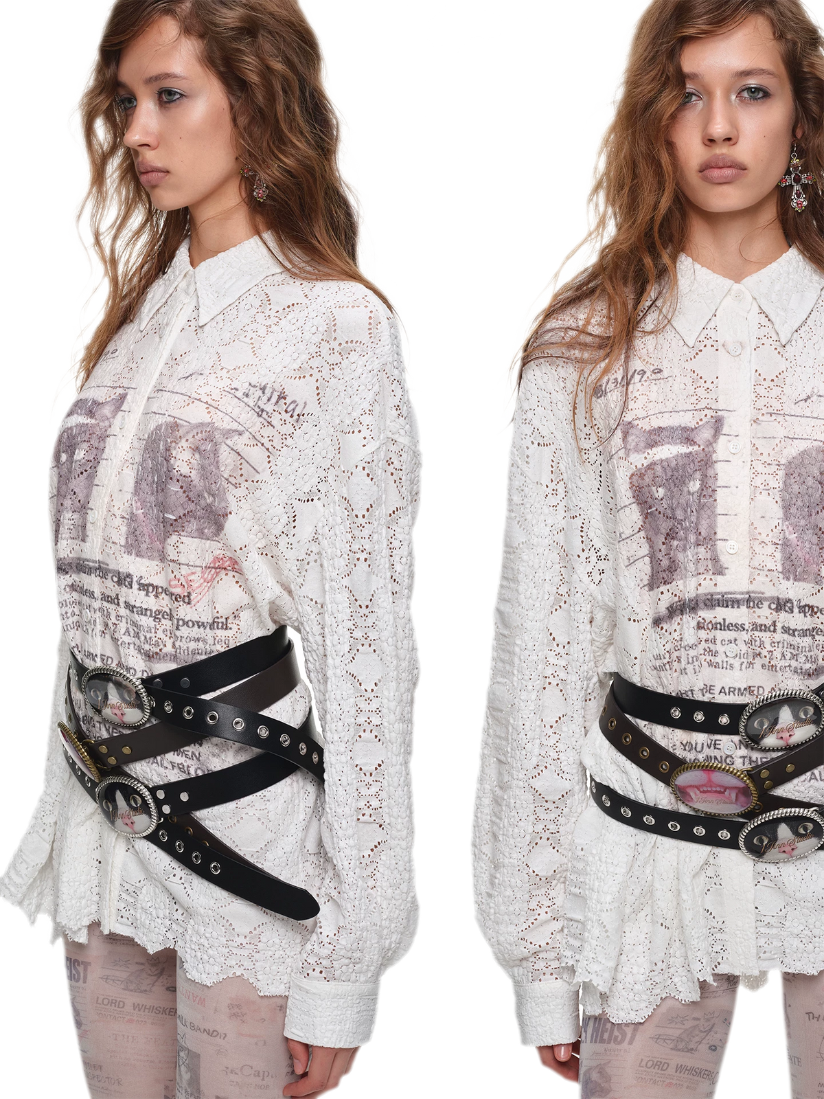 Distressed Cat Graphic Shirt