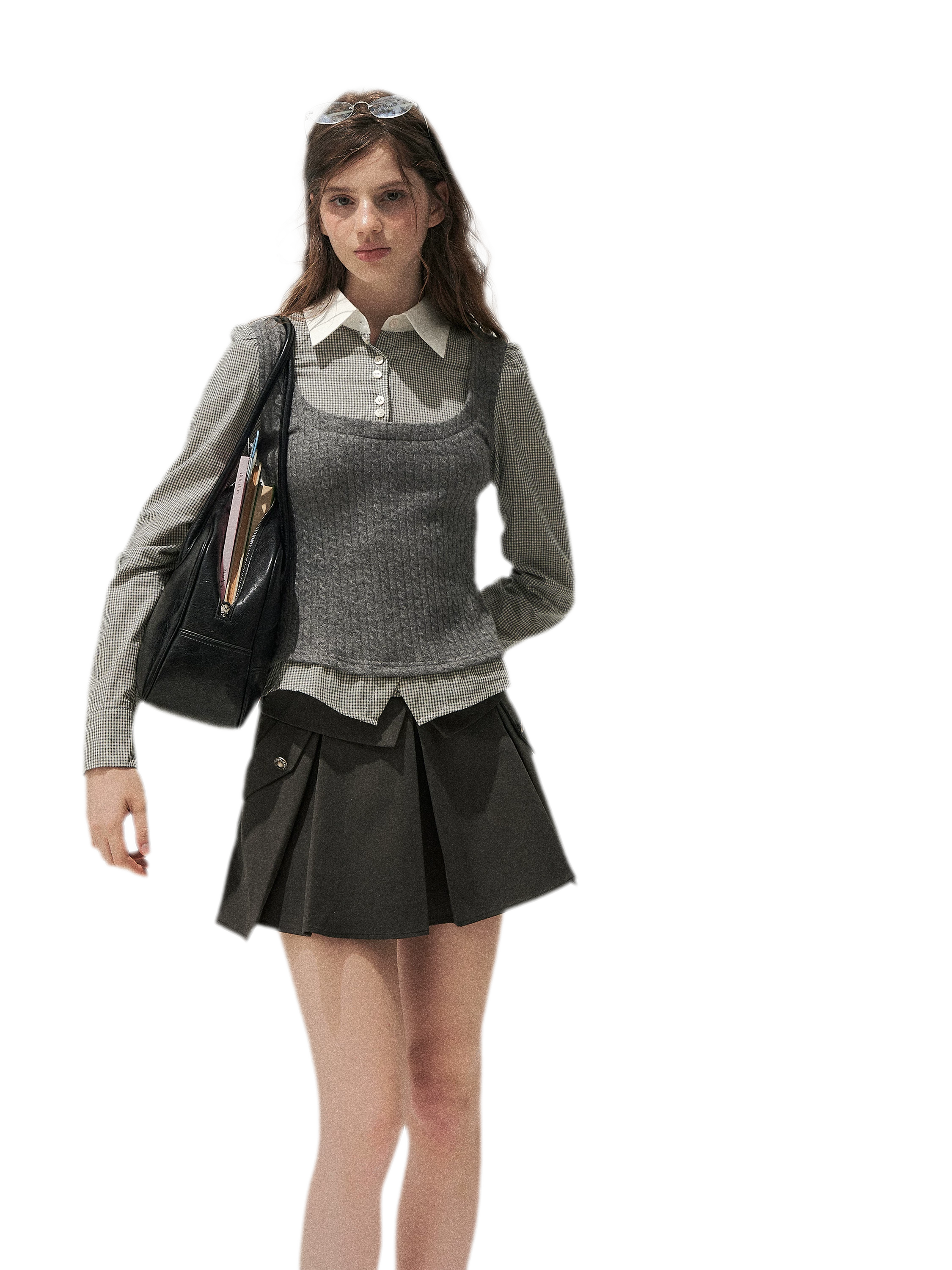 Lyocell Cotton Pleated Mini Skirt