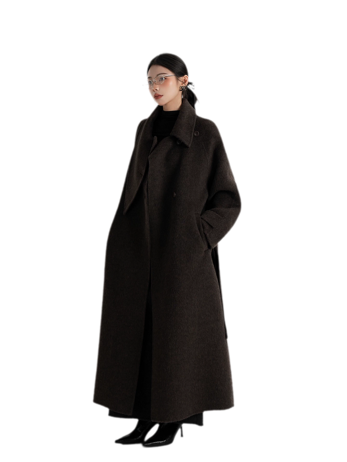 Handstitched Shawl Collar Wool Coat
