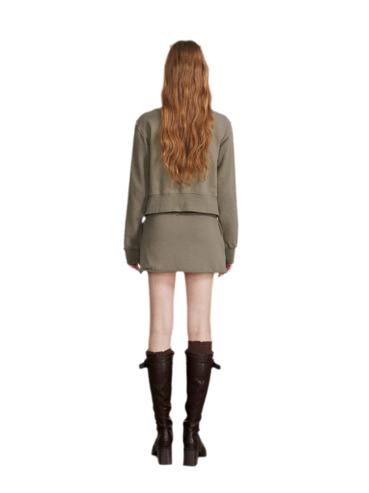 Raw Edge Zip Sweatshirt Set