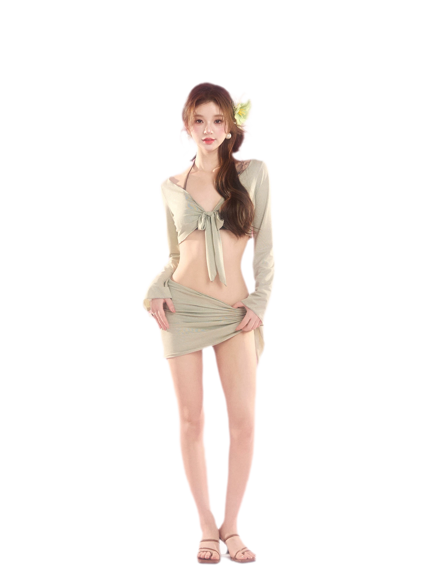 Tie-Front Four-Piece Swim Set