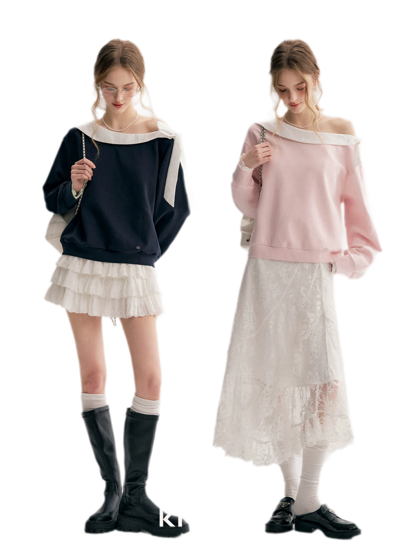 Balletcore Lace Collar Sweatshirt