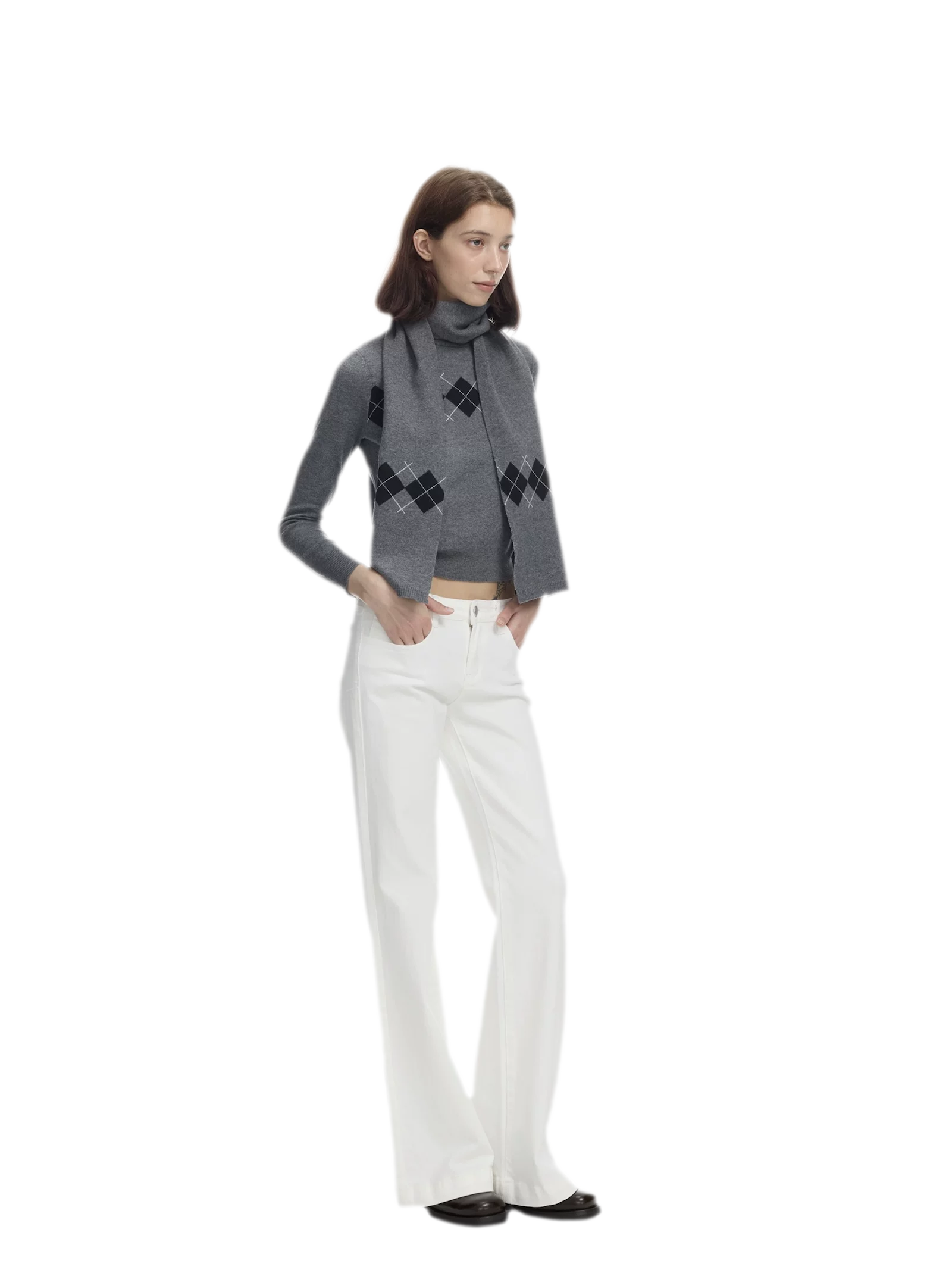 Argyle Waist-Shaped Sweater Set