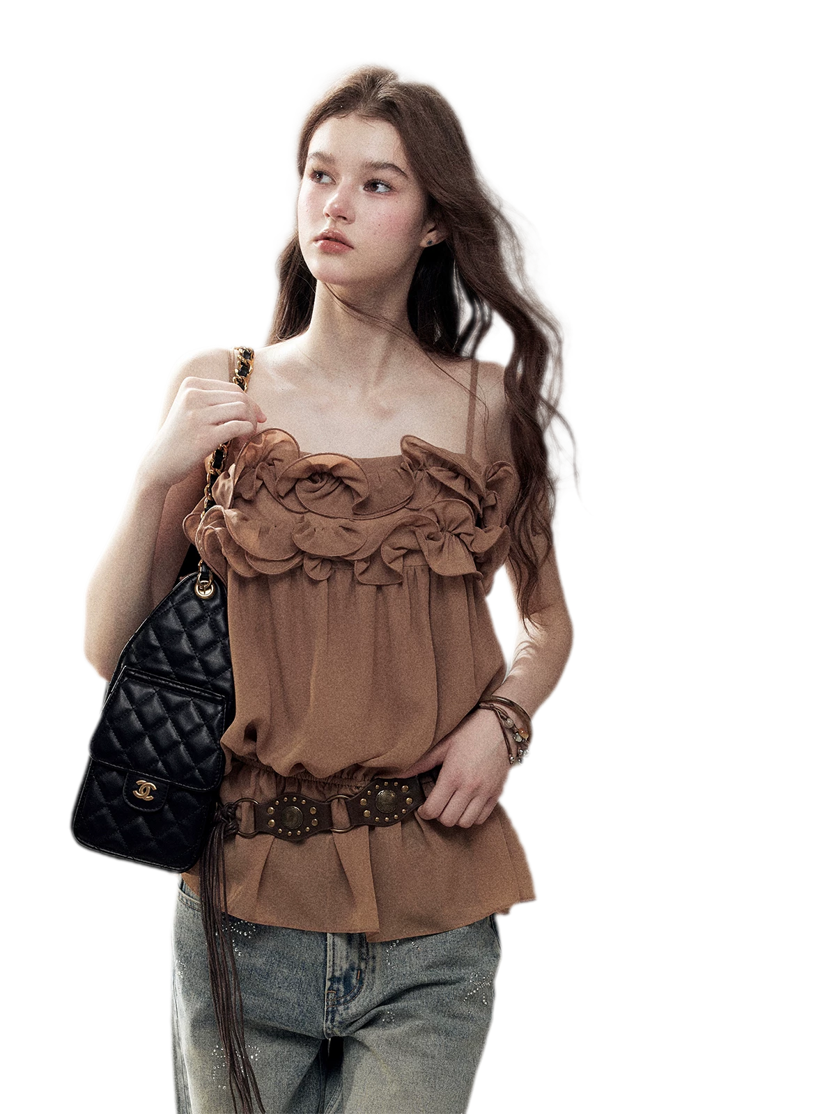 Chiffon Ruffle Cami Top