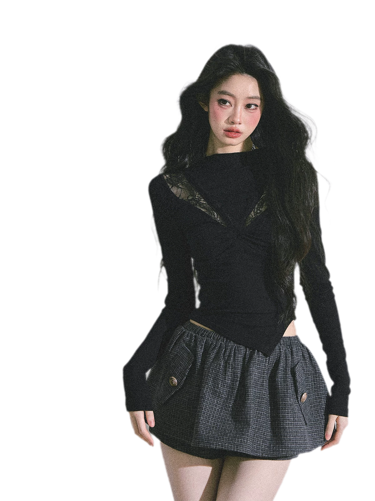Lace Ruched Slim Fit Top