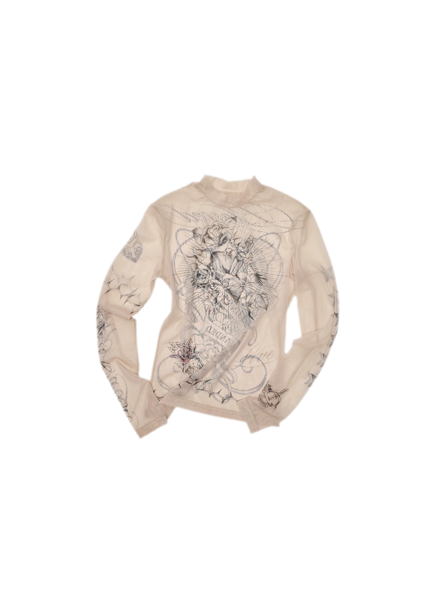 Tattoo Print Mesh Top