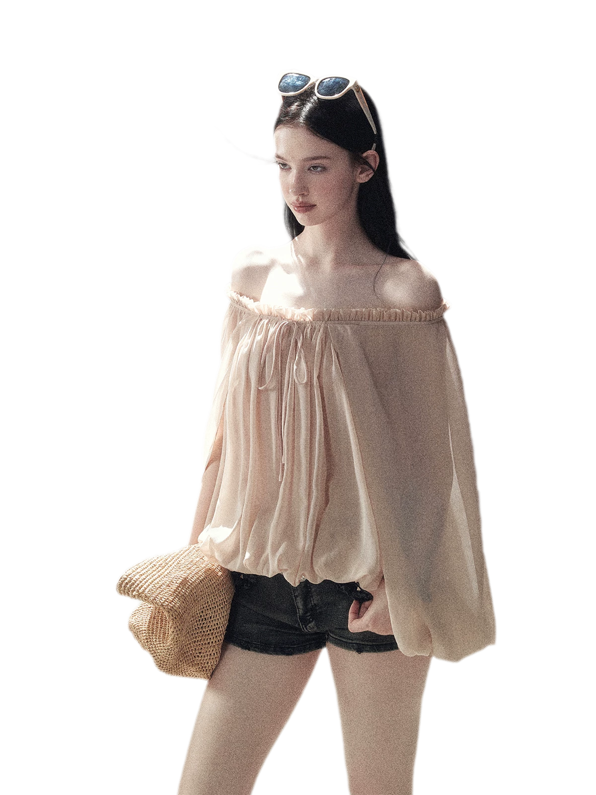 Crinkled Off-Shoulder Top
