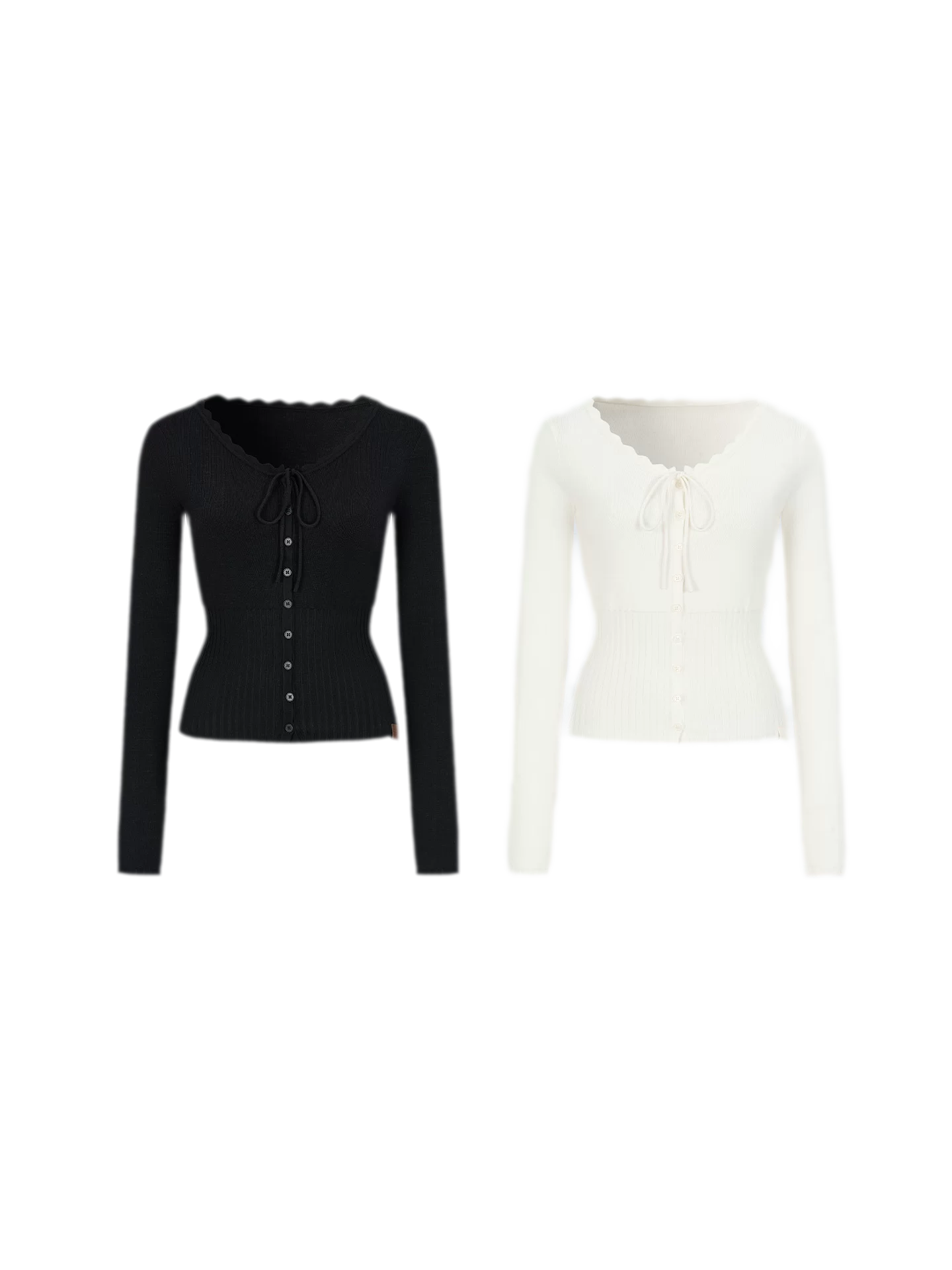 Ribbed Lace-Trim Fitted Knit Top