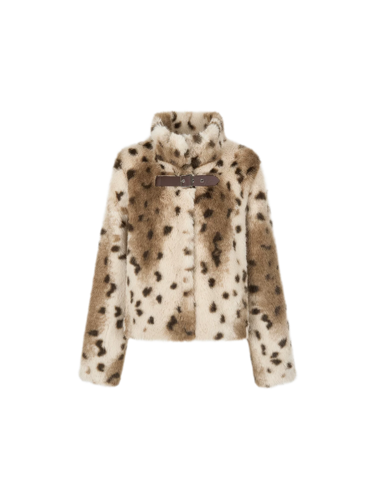 Leopard Faux Fur Buckle Jacket