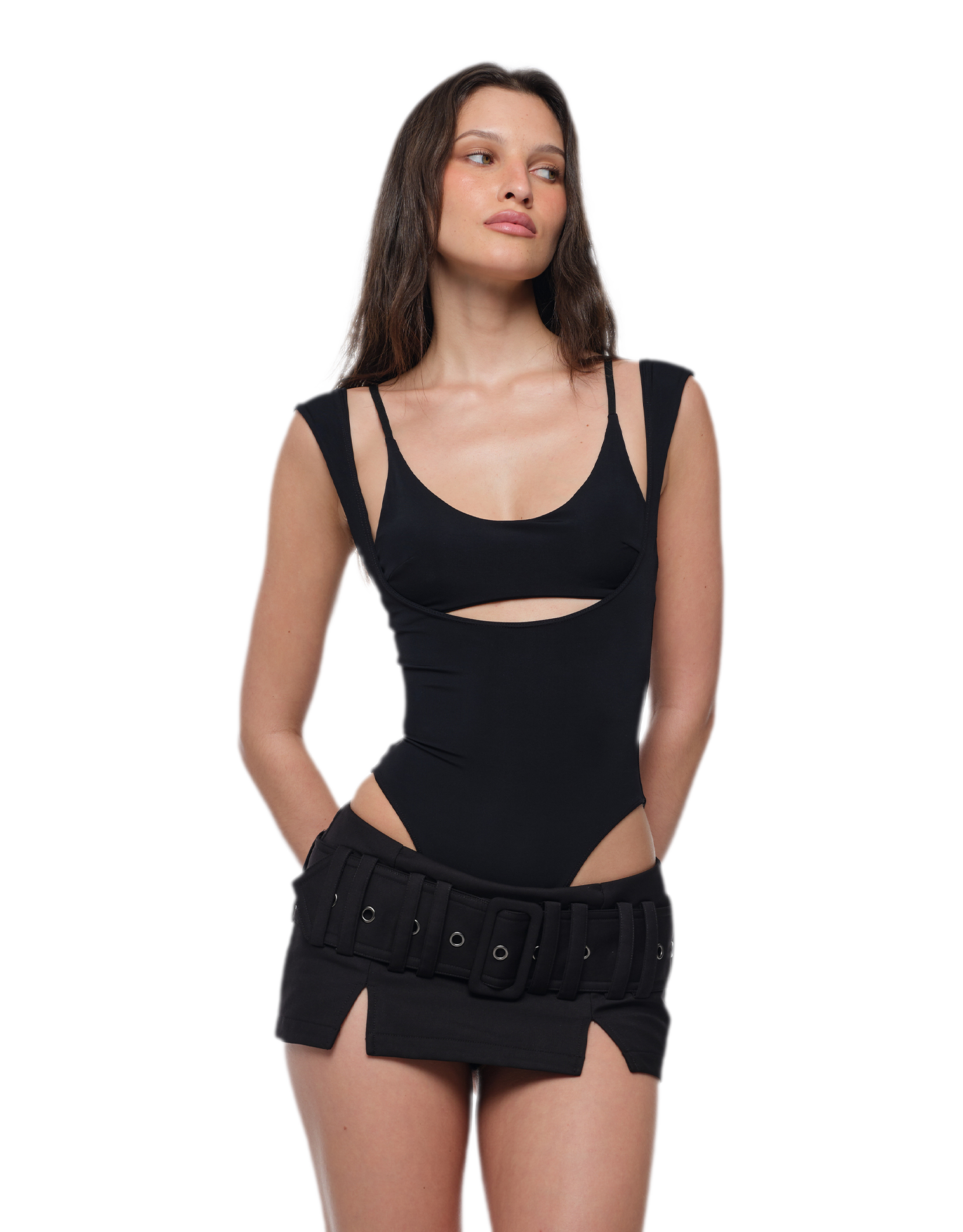 Cutout Slim Bodysuit Set