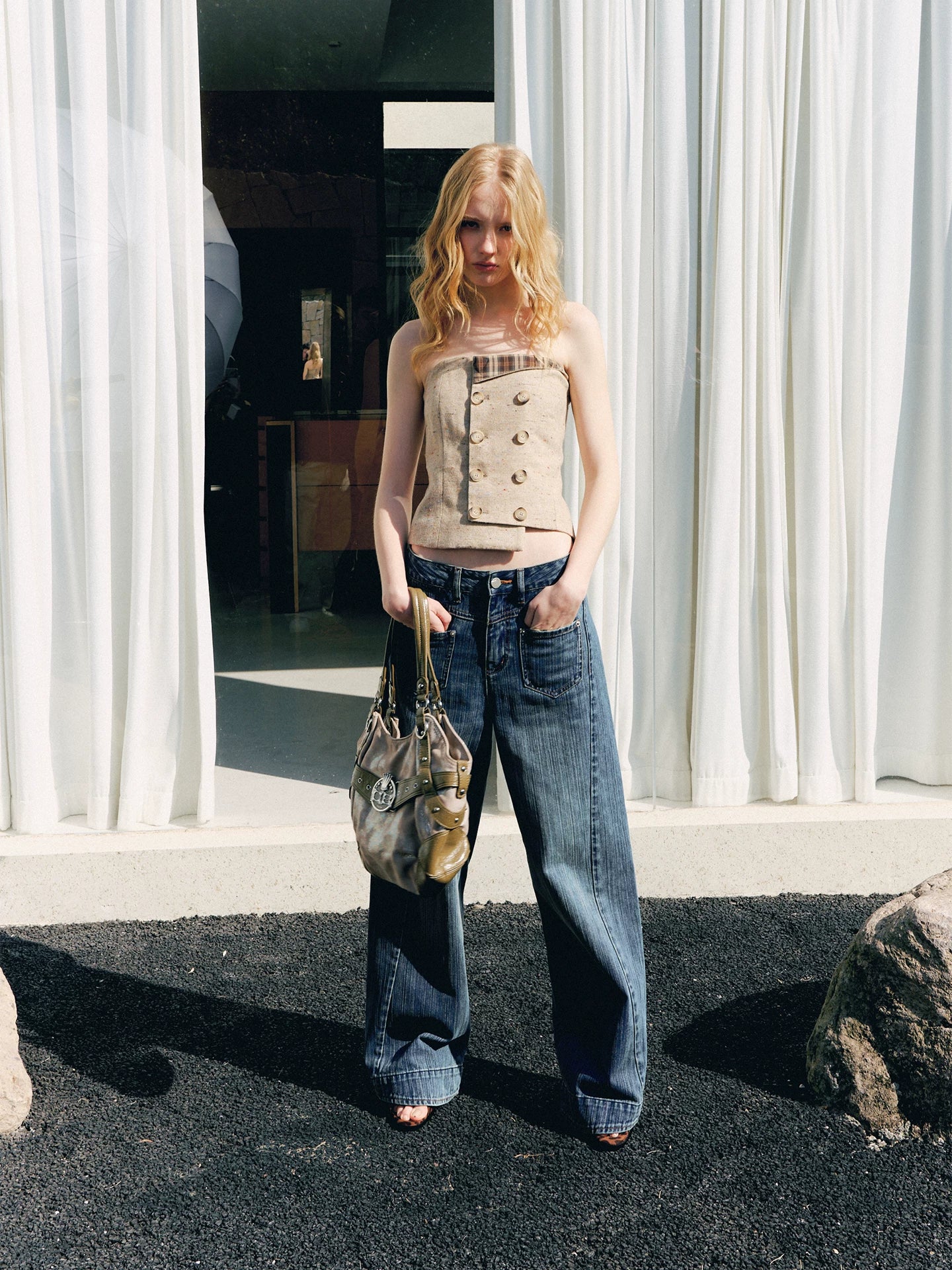 Plaid Bustier Top