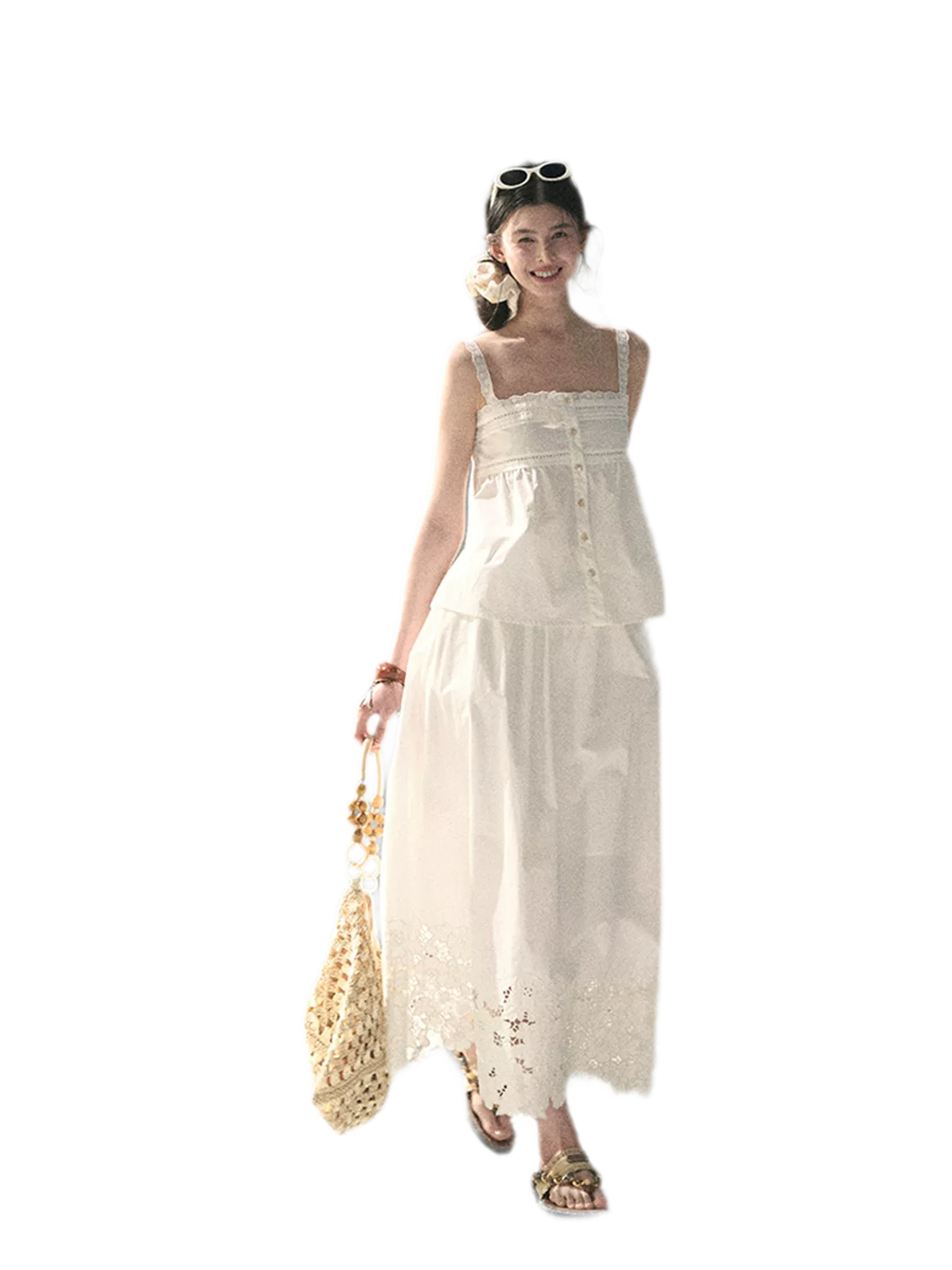 "Summer Breeze on Cloud Shoulders" French Lace Two-Piece