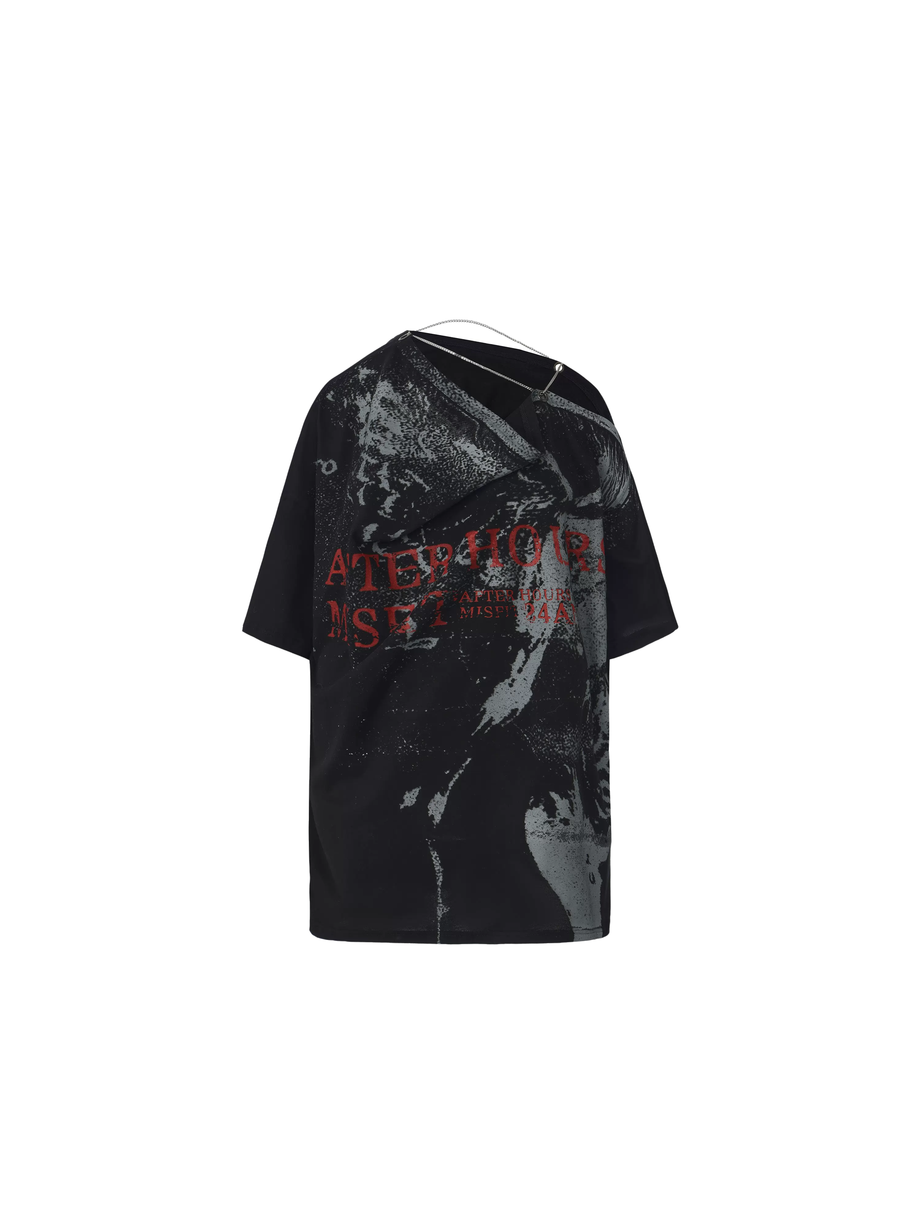 Punk T-shirt with Distressed Print and Open Back