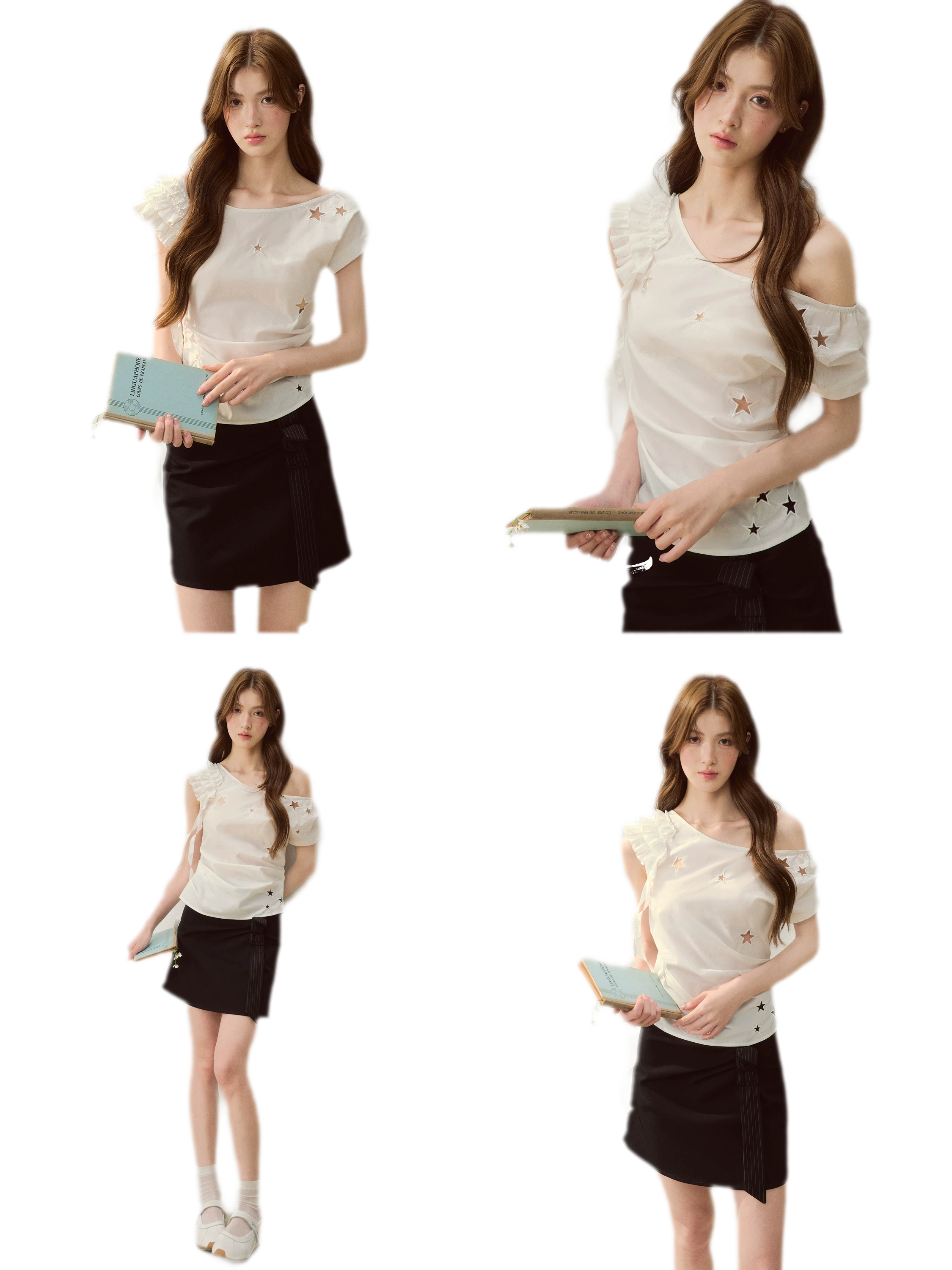 Star Embroidery Asym Shirt