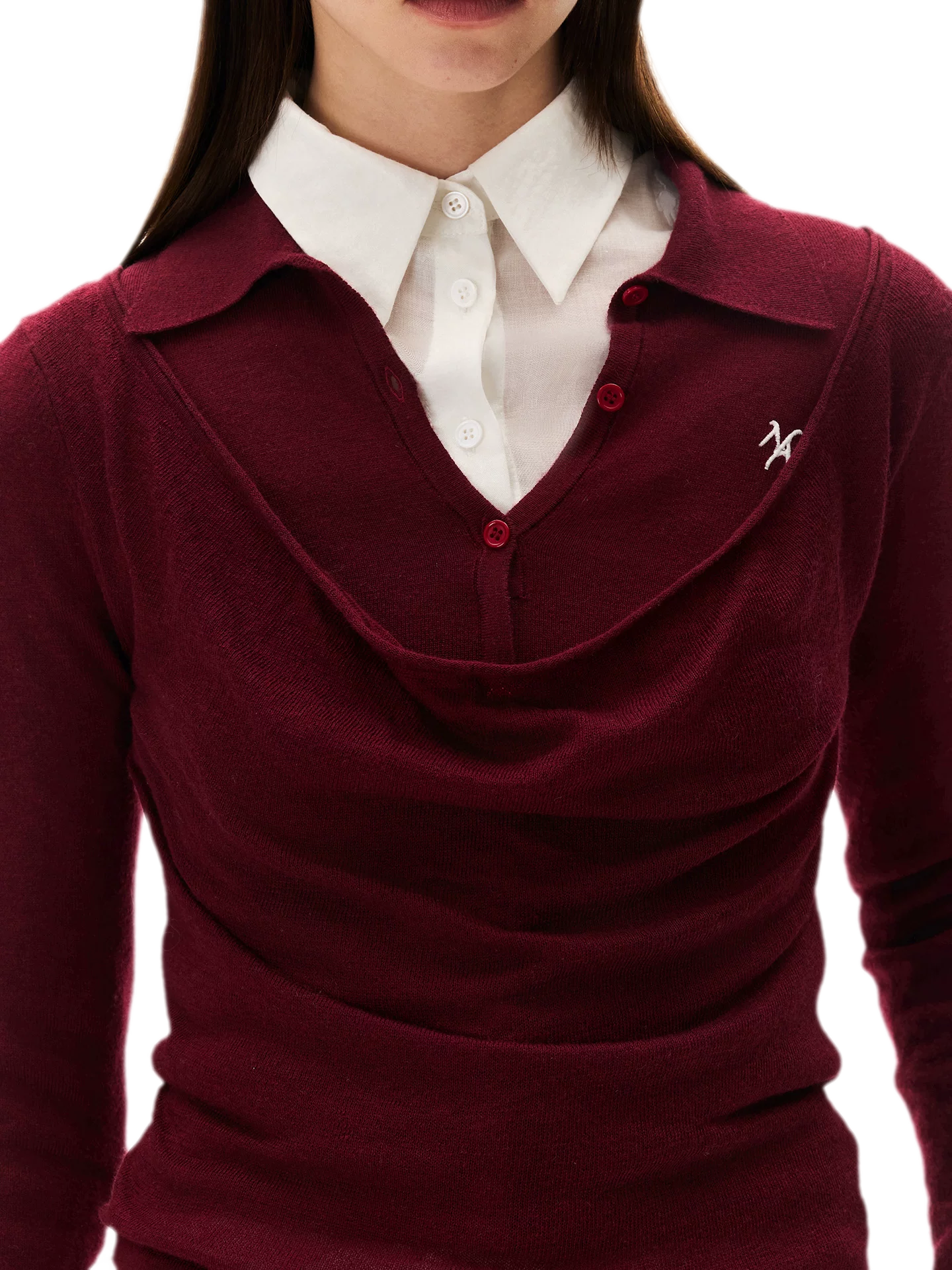 Cashmere Cowl-Neck Flared-Sleeve Knit Top