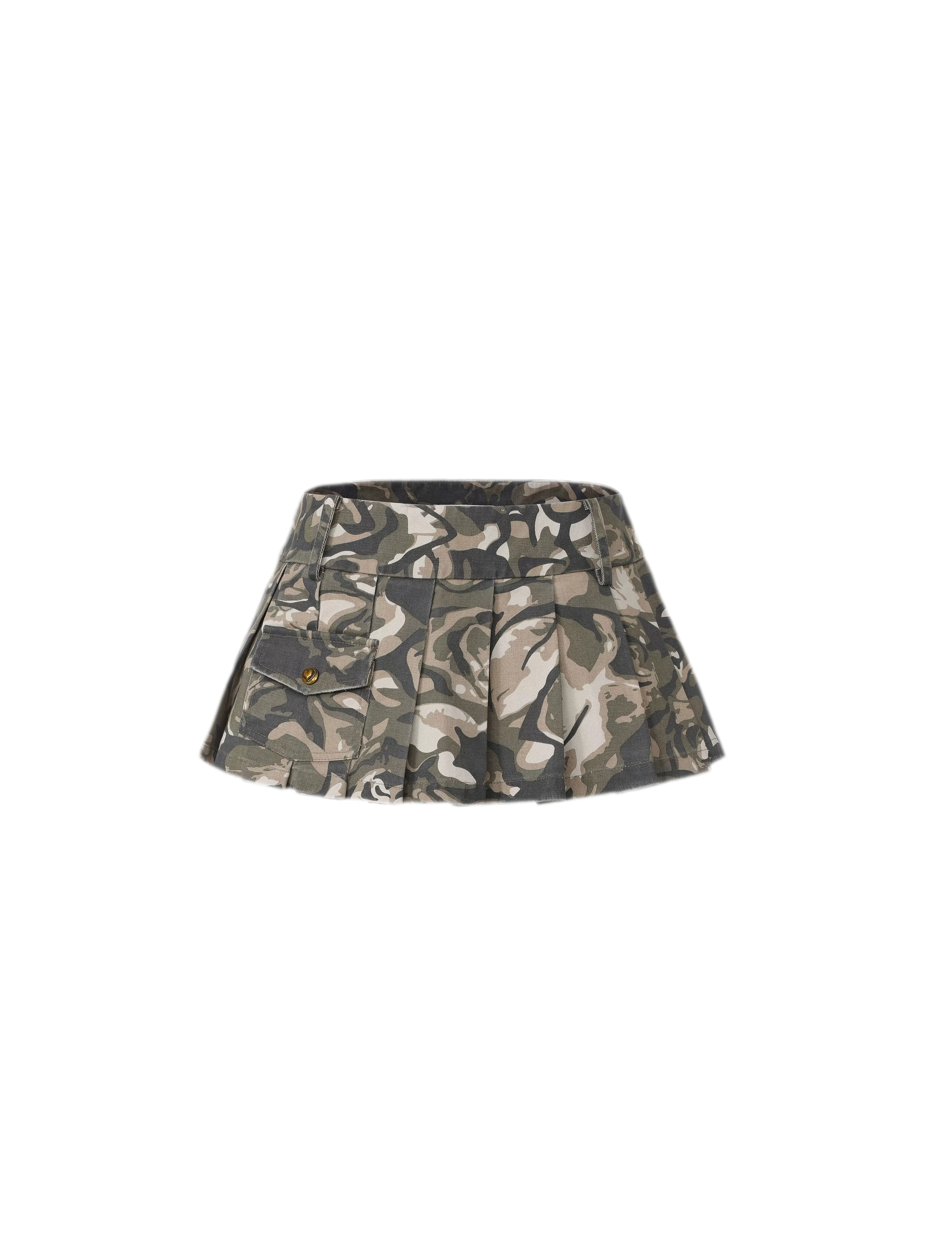 Camouflage Pleated Mini Skirt