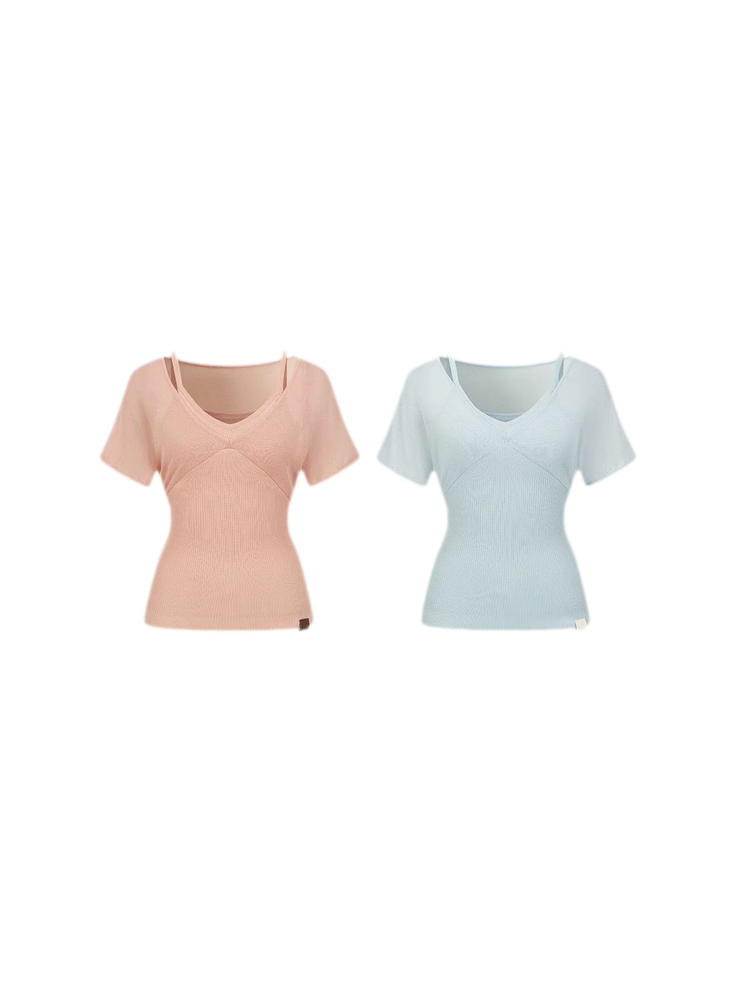 Layered Ribbed V-Neck Tee
